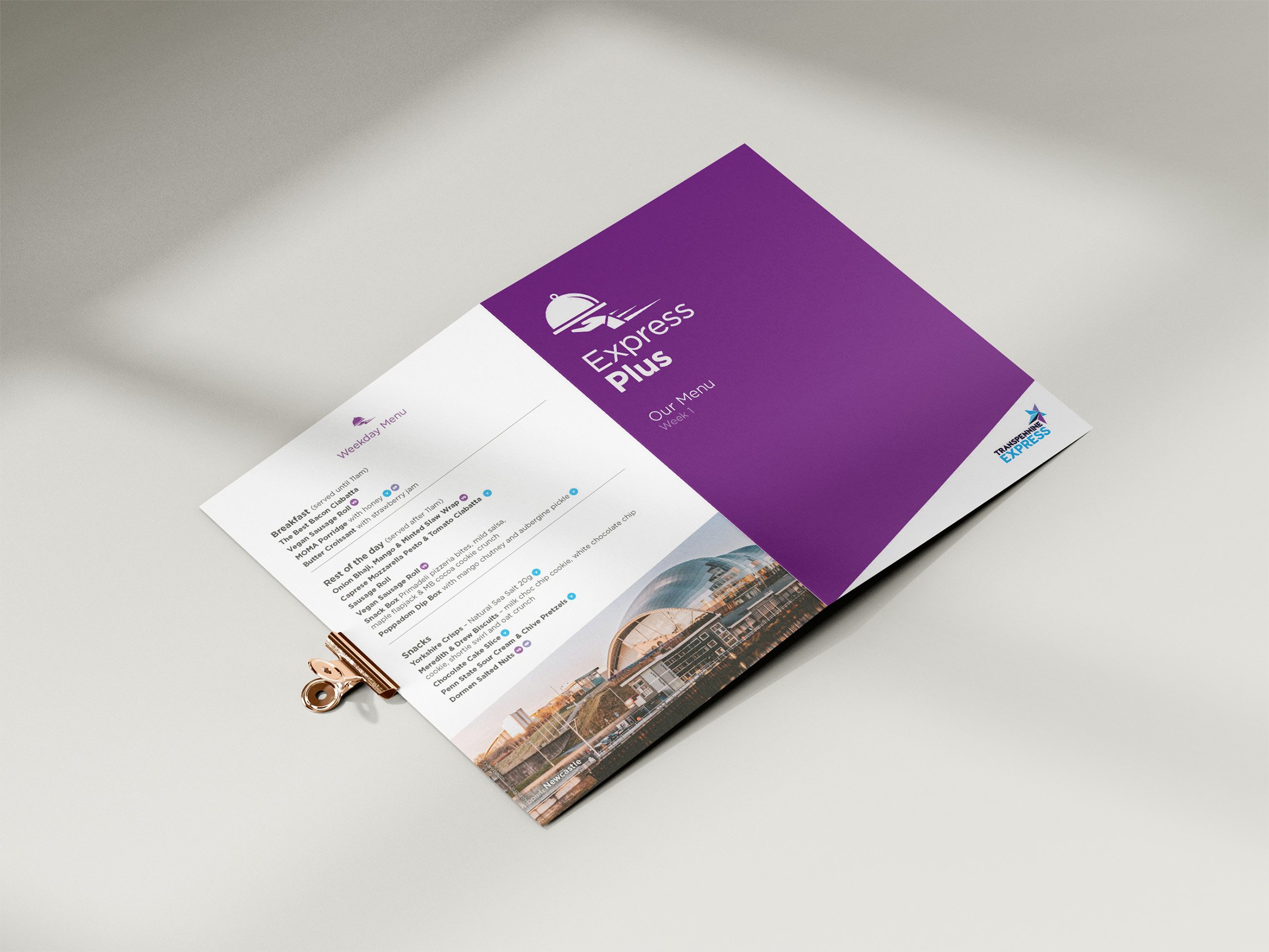 Express plus Menu design public transport catering