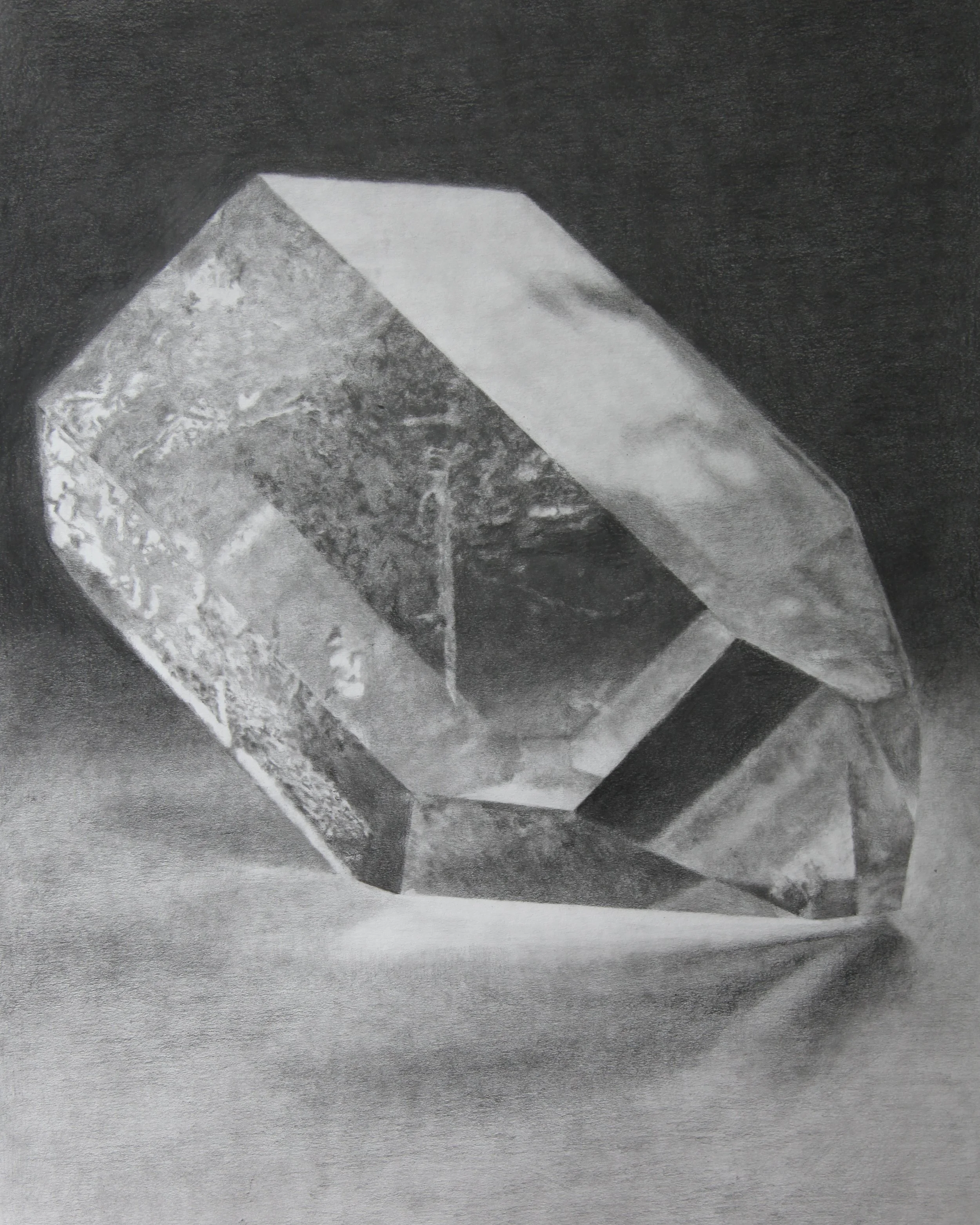 Quartz Study, 50x70cm, 19,7 x 15,7 inch, Pencil and Chalk on Paper, 2025