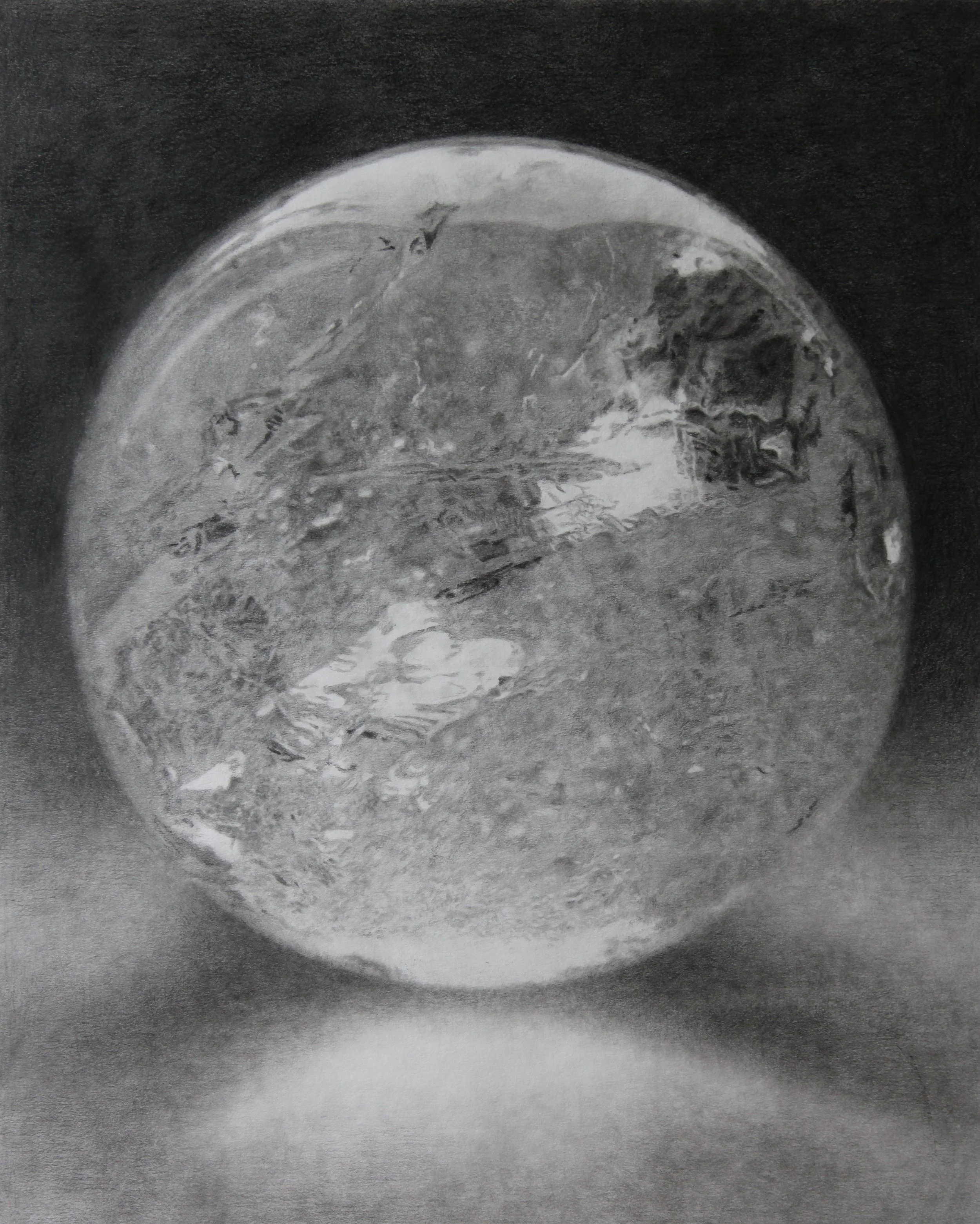 Crystal Ball Study, 50x40cm,19,7x15,7 inch,  Pencil and Chalk on Paper, 2025