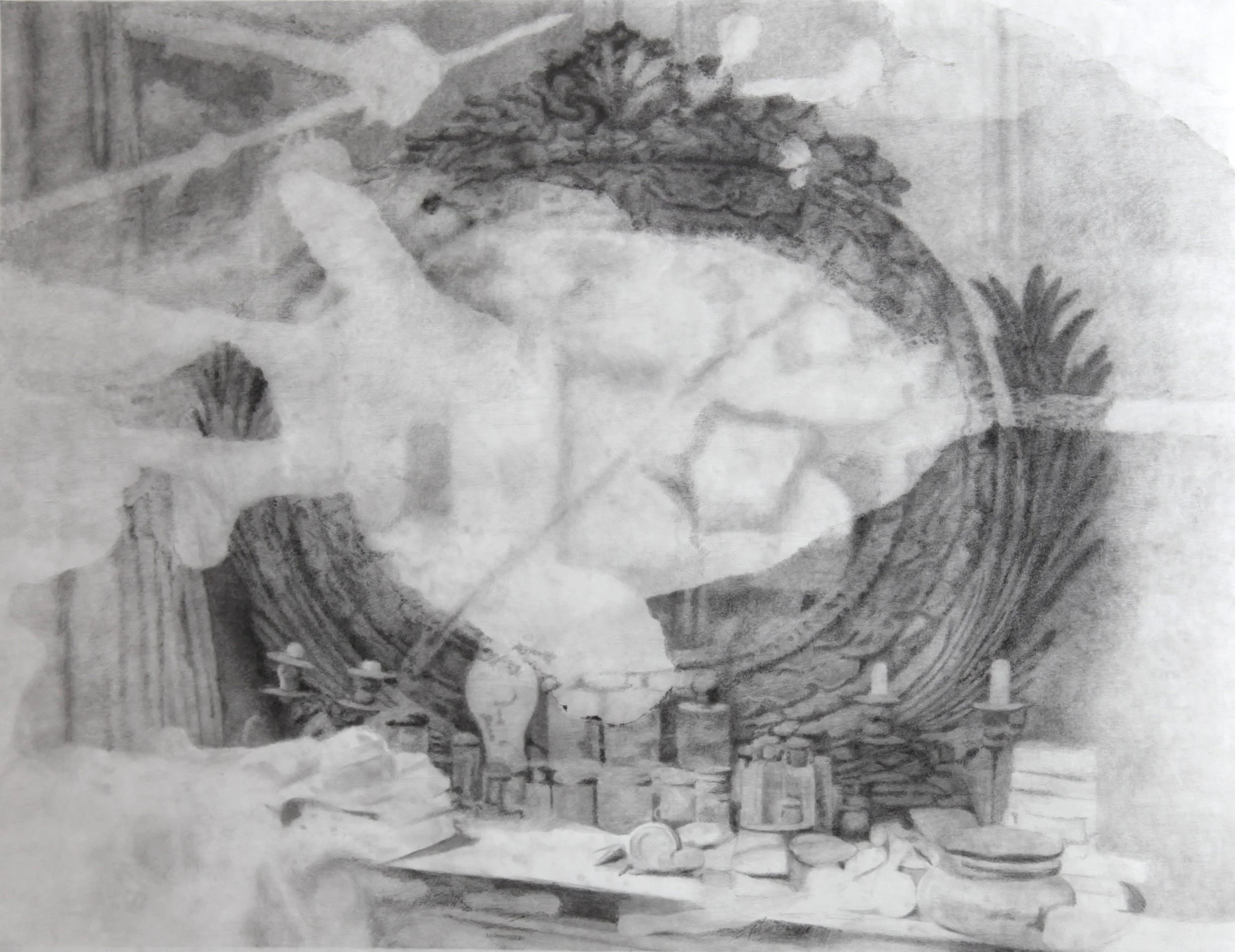 Overfriendly Visit, 70 x 90 cm, 27,6 x35,4 inch, Pencil on Paper, 2025