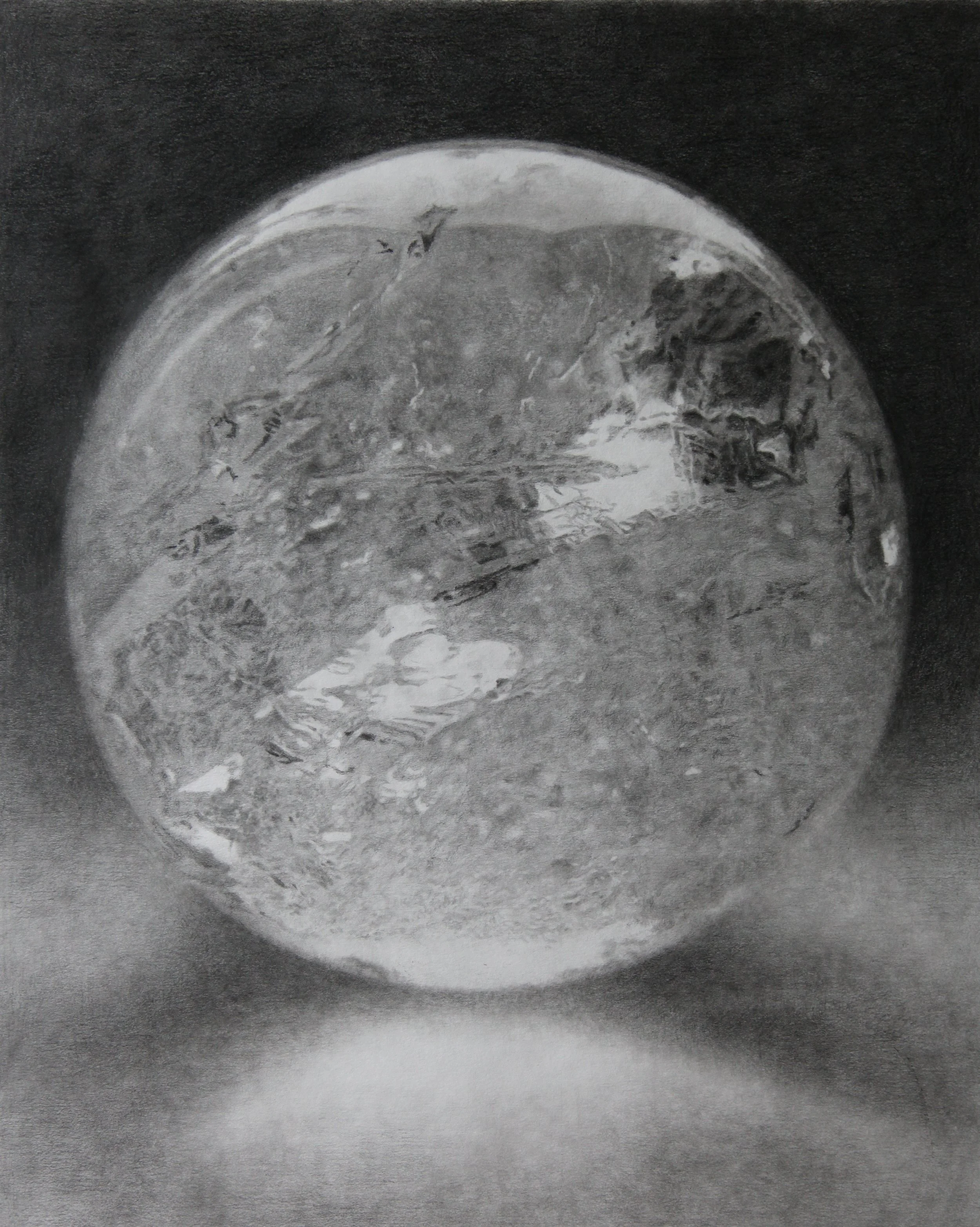 Crystal Ball Study, 50x40cm, 20x16 inch, Pencil and chalk on Paper, 2025