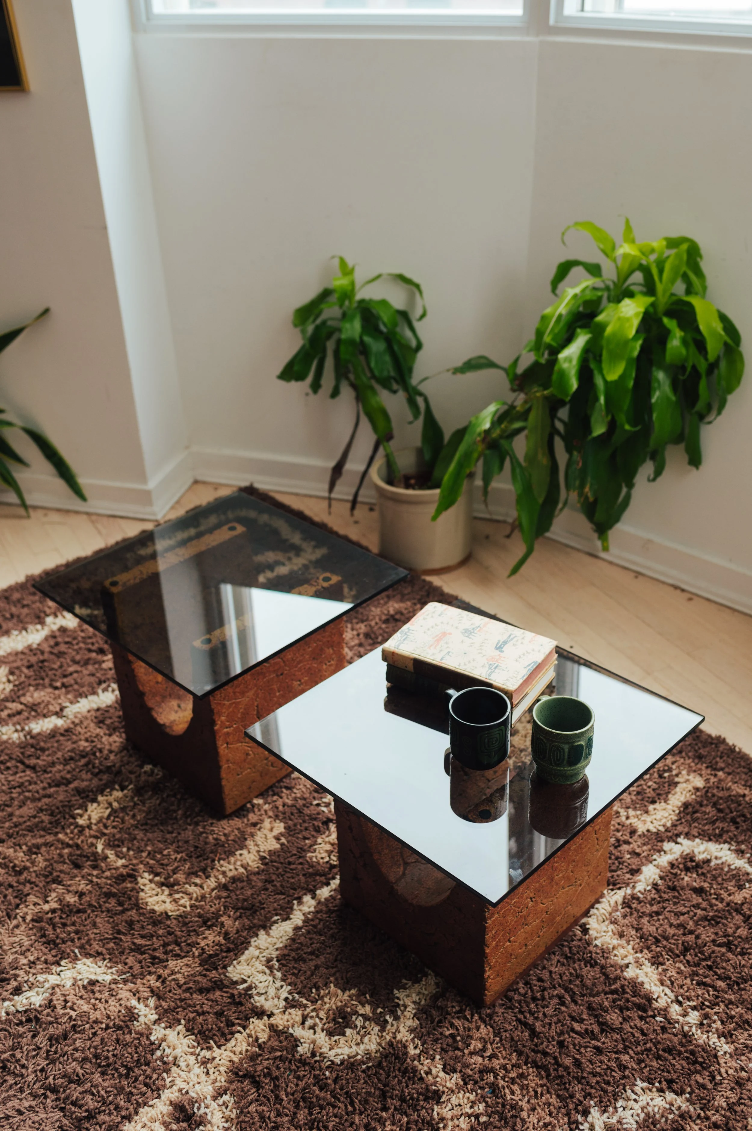 1970s U-Form Earthenware & Teak Side Tables (Signed)
