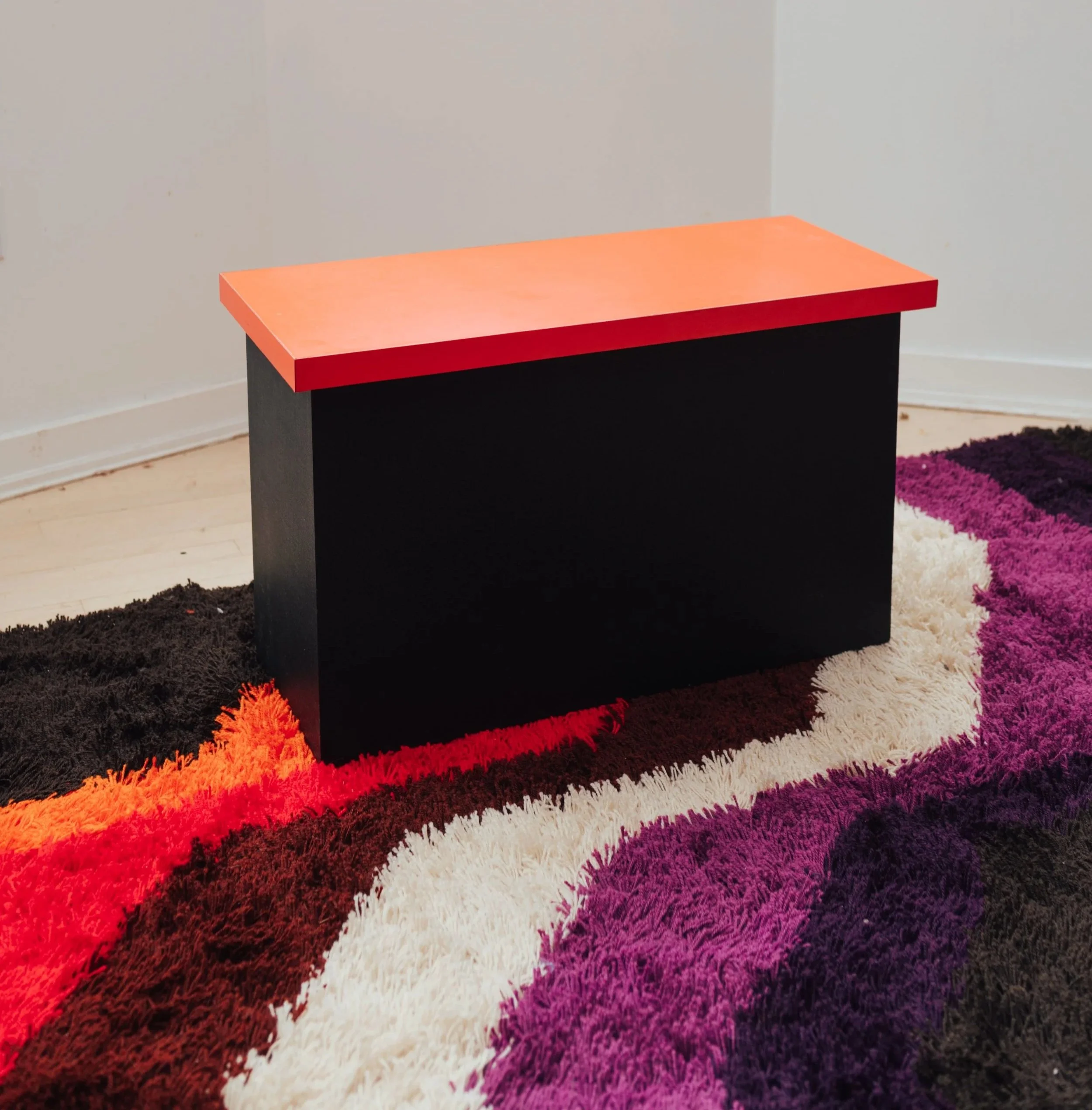 Midcentury Storage Bench / Blanket Box in High-Gloss Orange Arborite