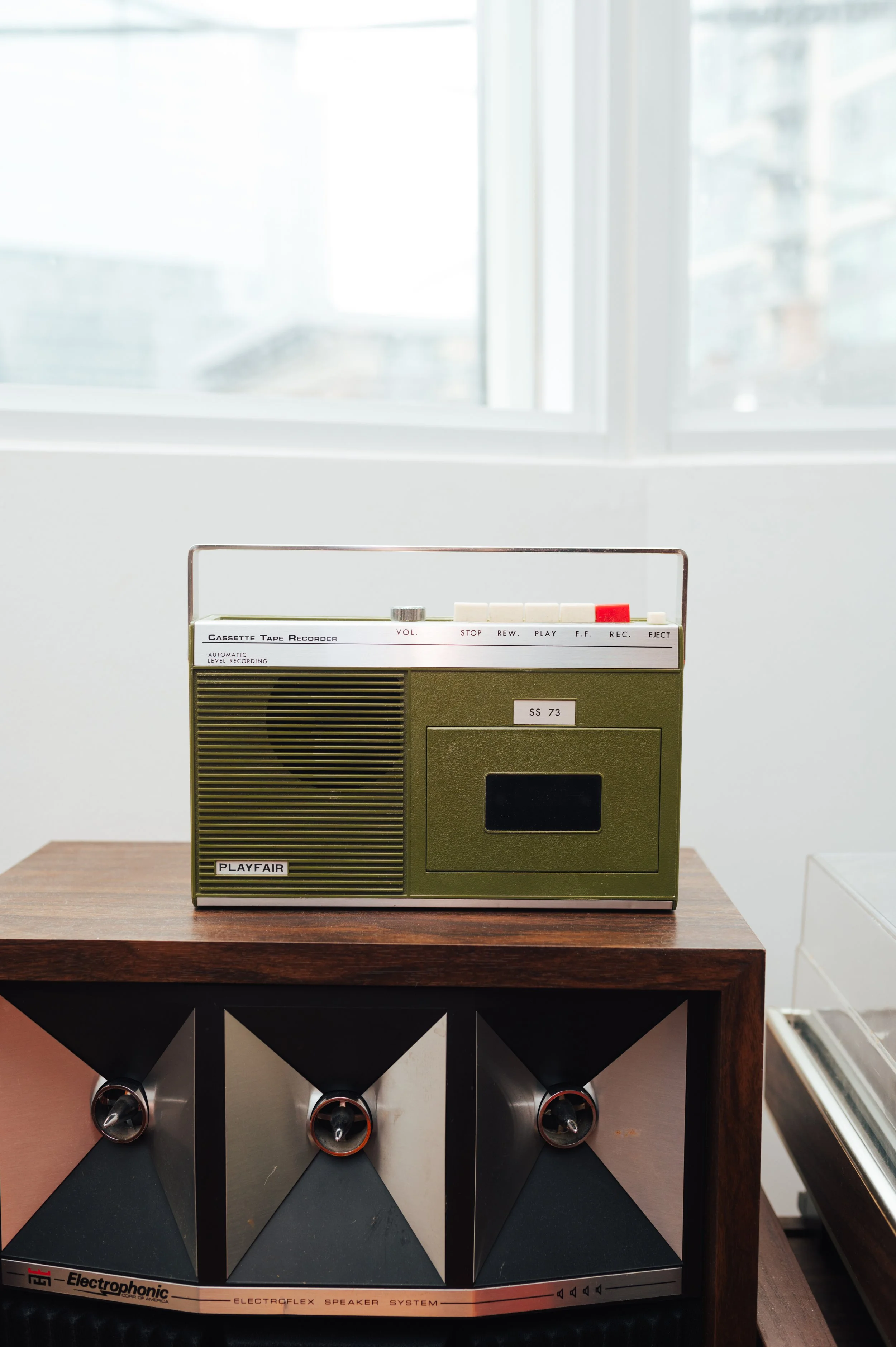 1970s Avocado Green Portable Tape Recorder