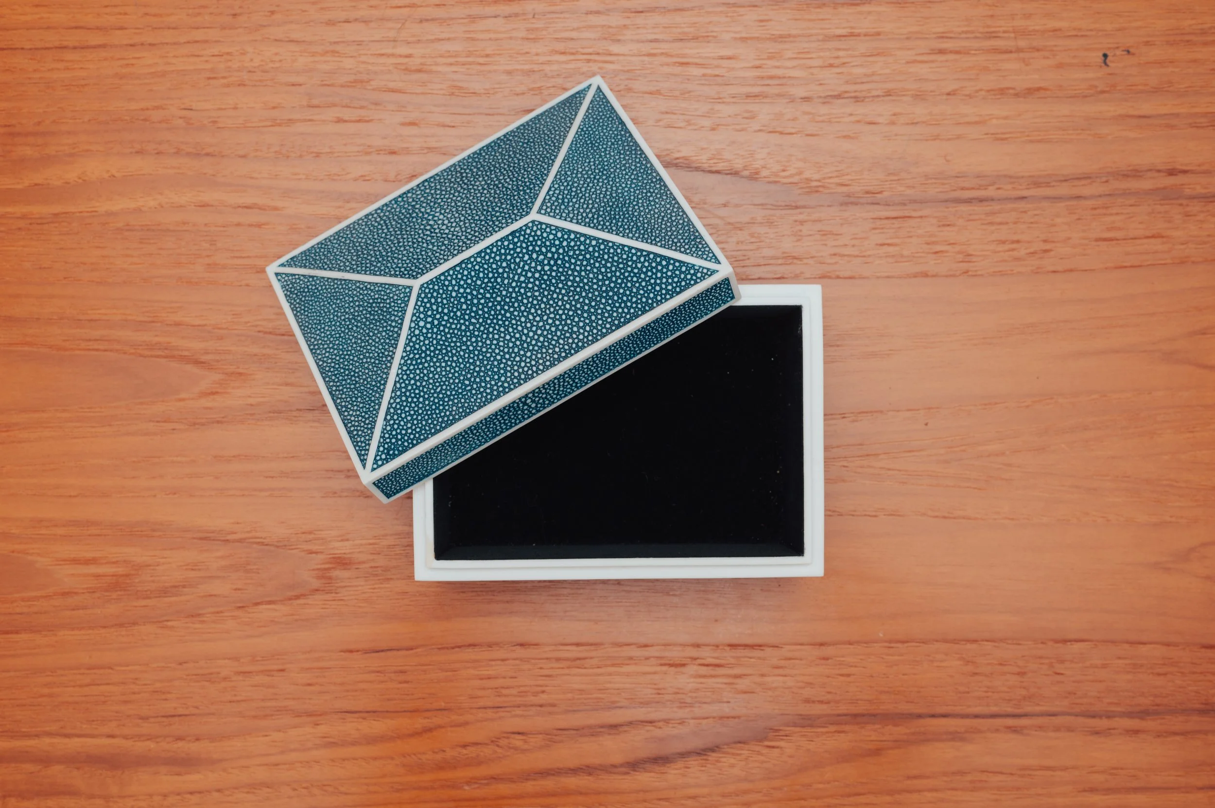Blue Shagreen Style Geometric Decorative Box