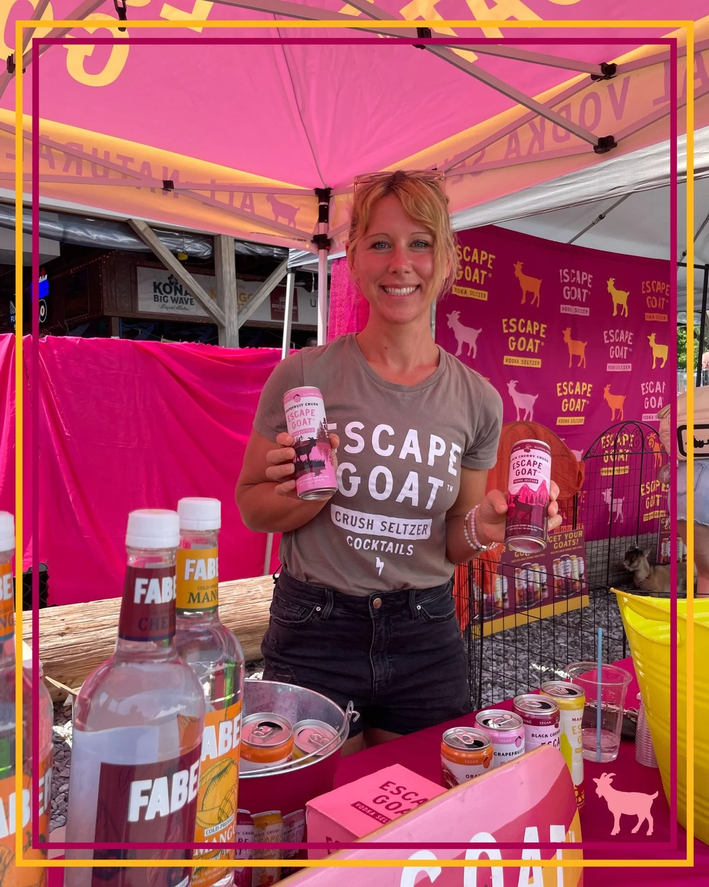 Sampling station or goat hangout? Hard to tell&mdash;but either way the crushes are cold and the vibes are excellent. 🐐 #EscapeGoat