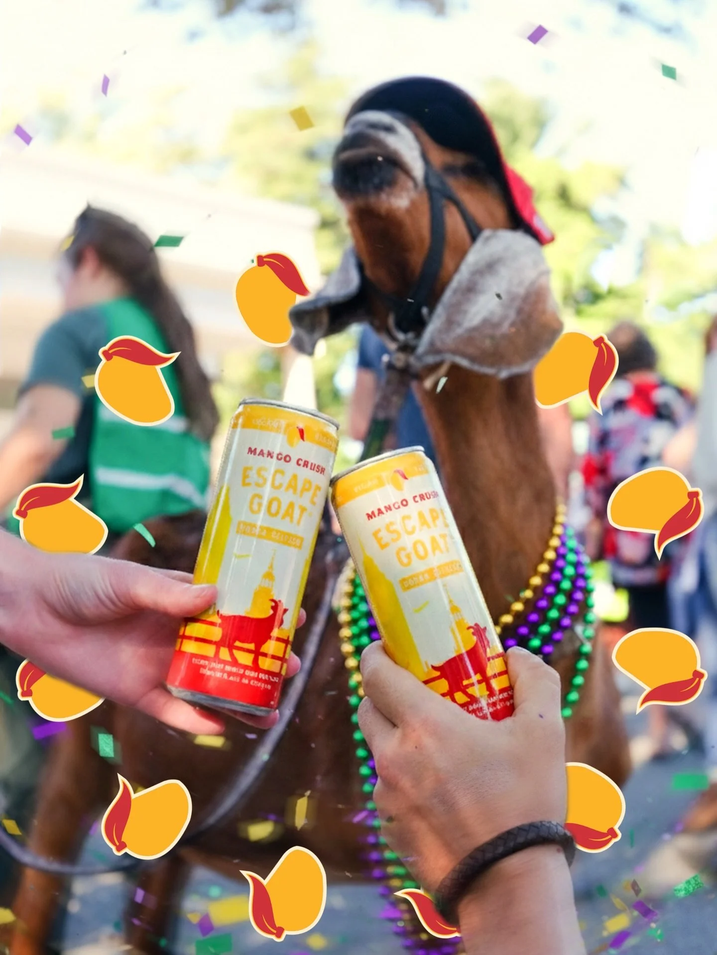 If you&rsquo;re not slightly unhinged by 4pm, are you even doing Fat Tuesday right? 🐐🥭 Cold-pressed fruit, Faber vodka, here for a good time! #Shenanigoats