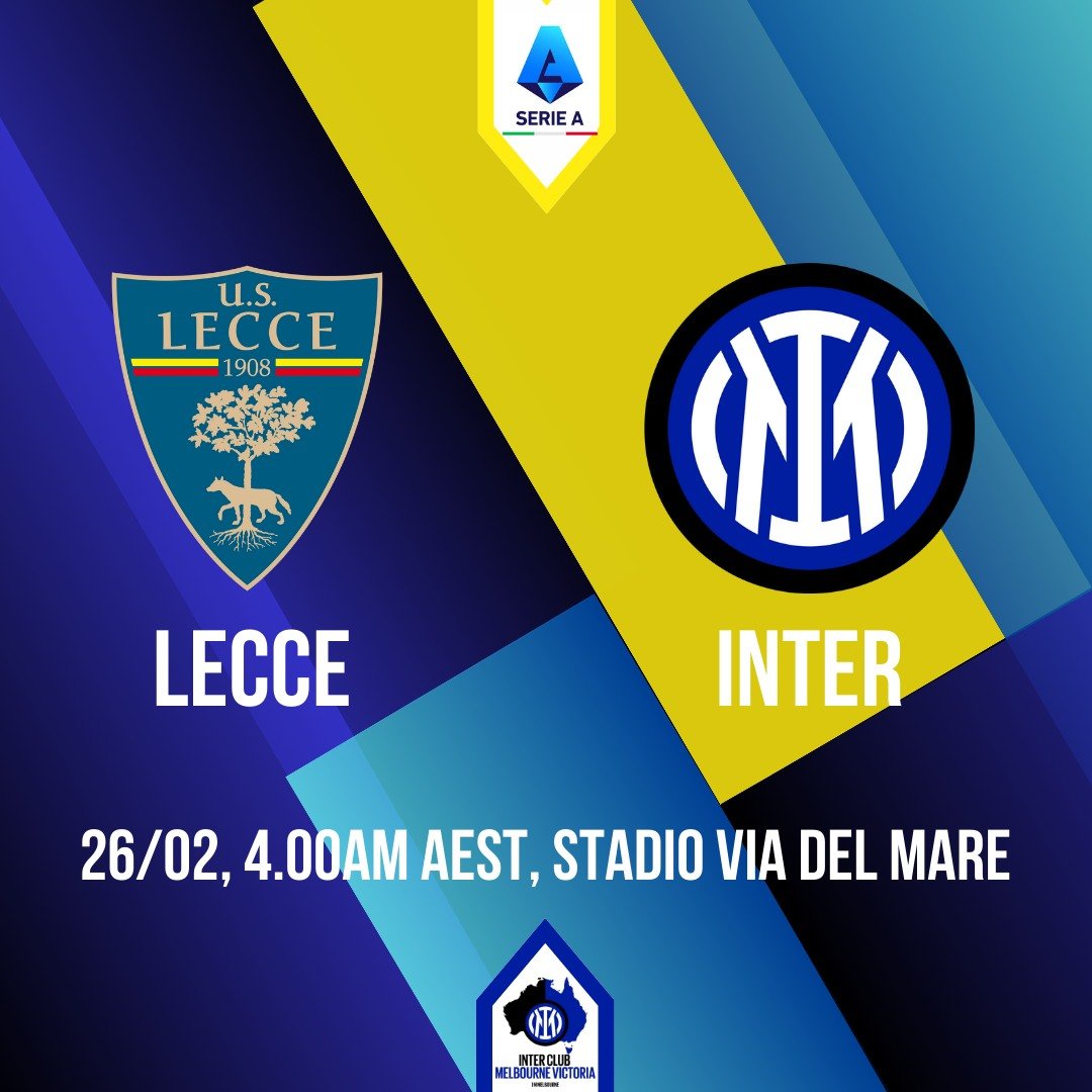 Serie A MATCHDAY 26: LECCE V INTER
Watch Inter play against Lecce at the stadio Via del Mare at 4.00am.
Watch it on beINSPORTs.
Good luck and,
FORZA INTER π€π
#inter #SerieA #InterClub