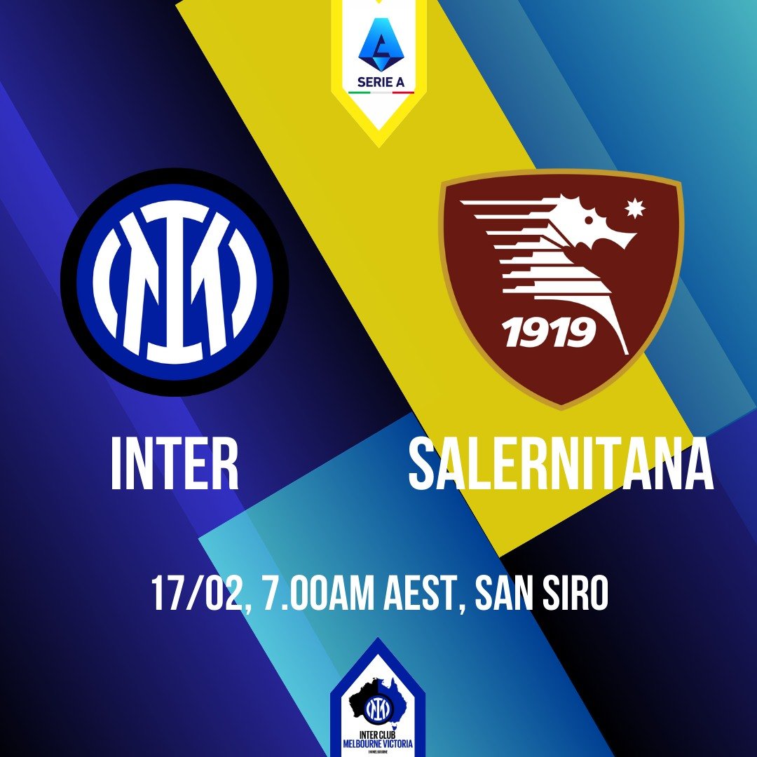 Serie A MATCHDAY 25: INTER V SALERNITANA
Watch Inter play against Salernitana at San Siro at 7.00am.
Watch it on beINSPORTs.
Good luck and,
FORZA INTER π€π
#inter #SerieA #InterClub