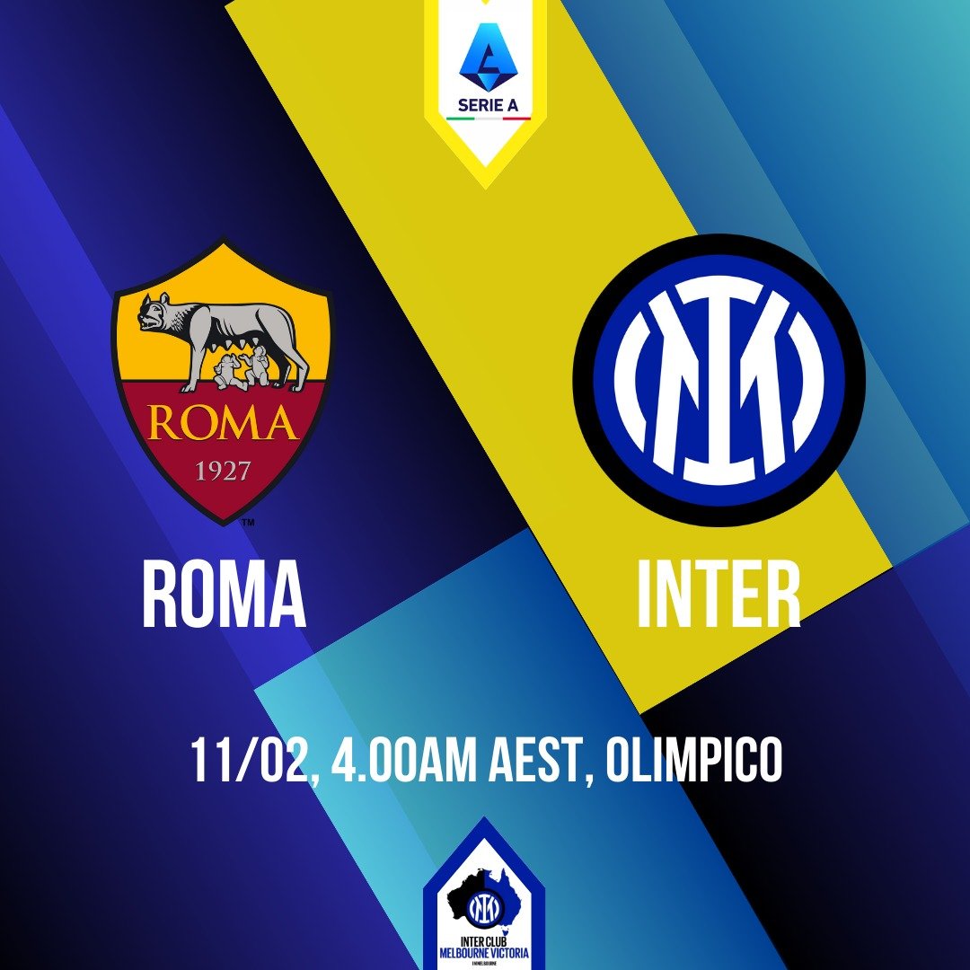 Serie A MATCHDAY 24: ROMA V INTER
Watch Inter play against Roma at the Olimpico at 4.00am.
Watch it on beINSPORTs.
Good luck and,
FORZA INTER π€π
#inter #SerieA #InterClub