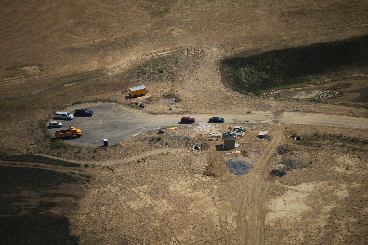 Drone aerial of Stonecrest Business Park construction in New Beaver, Pennsylvania, view 6.