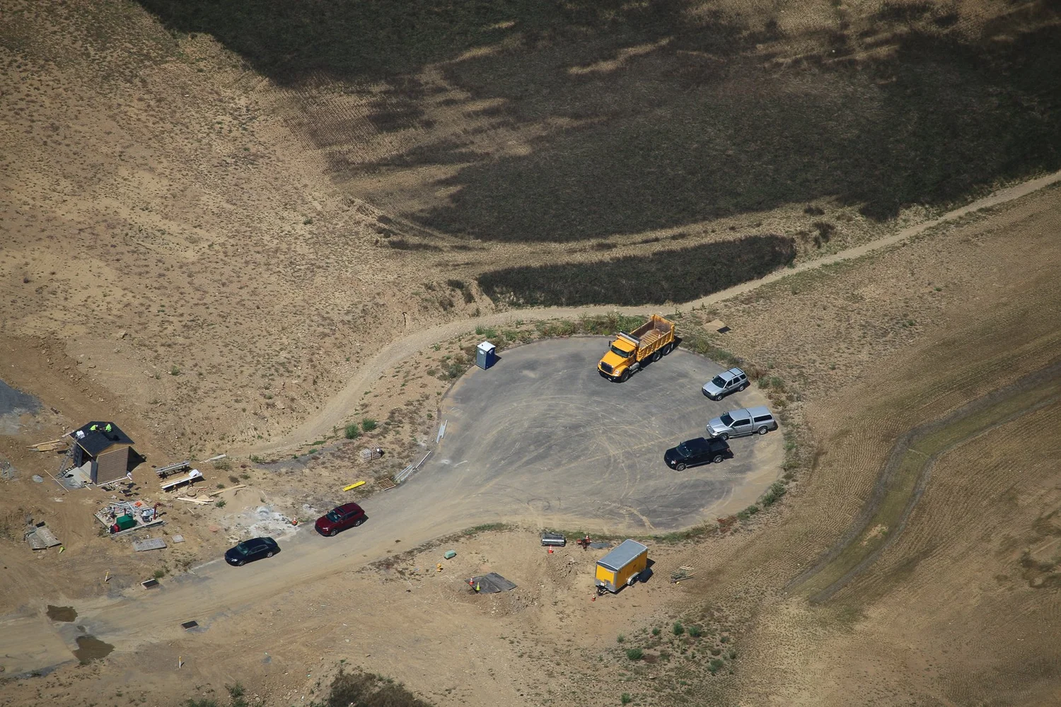 Drone aerial of Stonecrest Business Park construction in New Beaver, Pennsylvania, view 12.