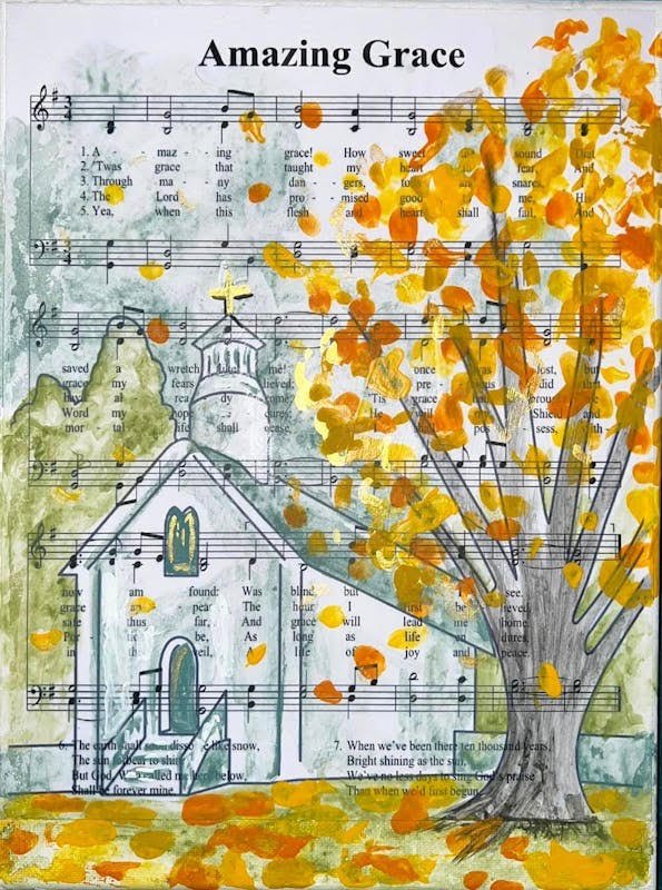 Fall Church with Amazing Grace Lyrics-$3 add on