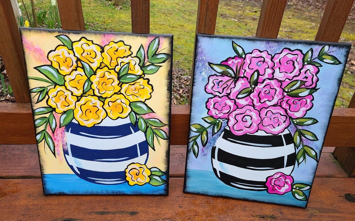 Flower Bouquet with Stripes