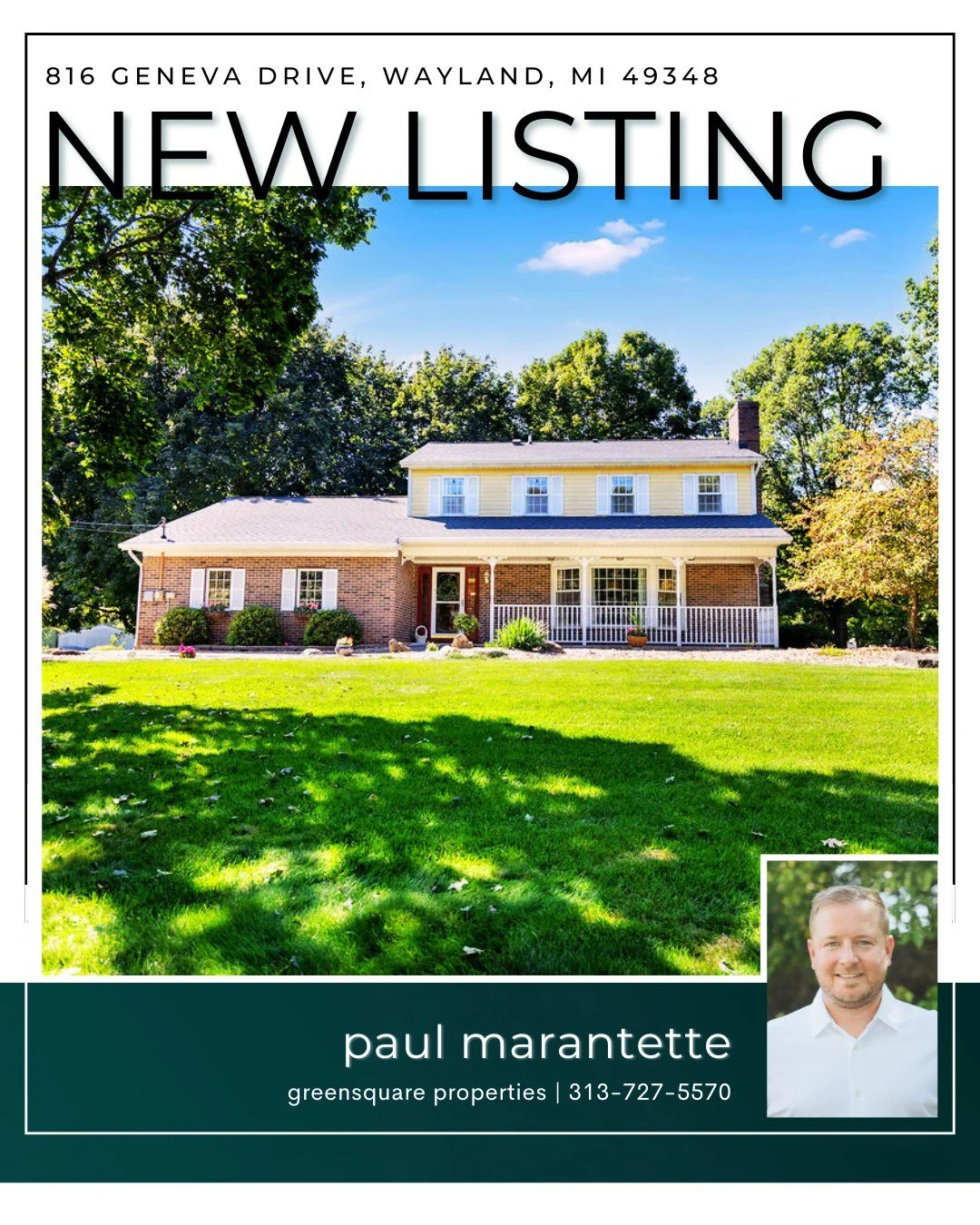 🏡 New Listing in Wayland!
📍 816 Geneva Dr, Wayland, MI 49348
💲 450,000 | Listed by Paul Marantette

Tucked at the end of a quiet cul-de-sac, this updated 4-bed, 2.5-bath home has the space and style you&rsquo;ve been looking for:

✨ Real hardwood 