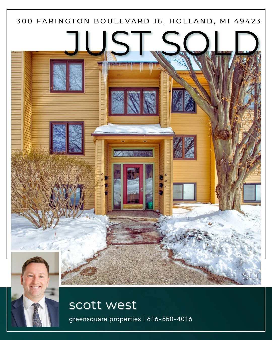 Congrats to Scott and his Seller on closing this adorable condo! 

#greensquaregr #YourHomeYourFutureOurCommitment #sold #soldhome #WestMichiganRealEstate