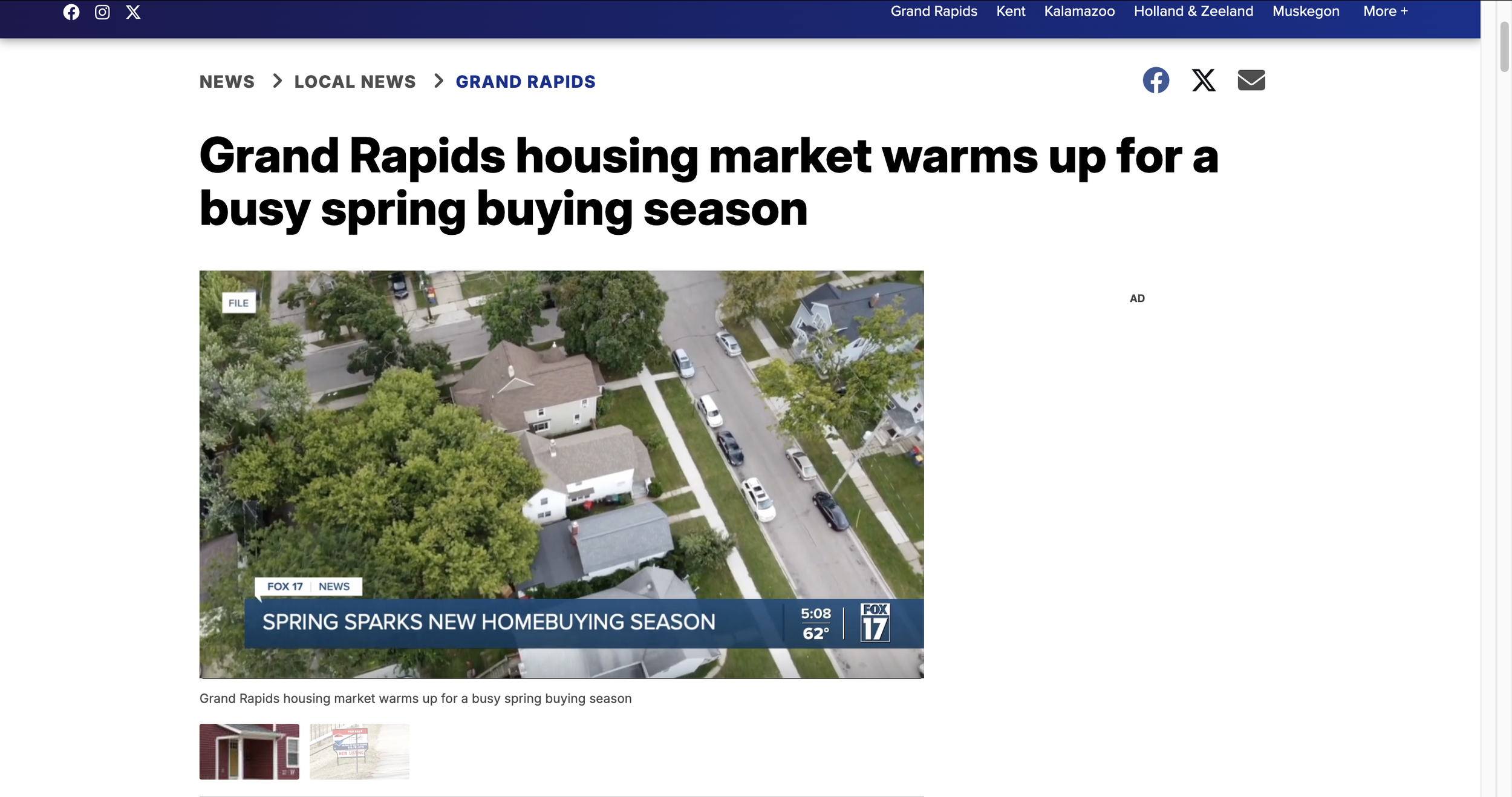 Fox17 - Mar 20, 2026: Grand Rapids housing market warms up for a busy spring buying season