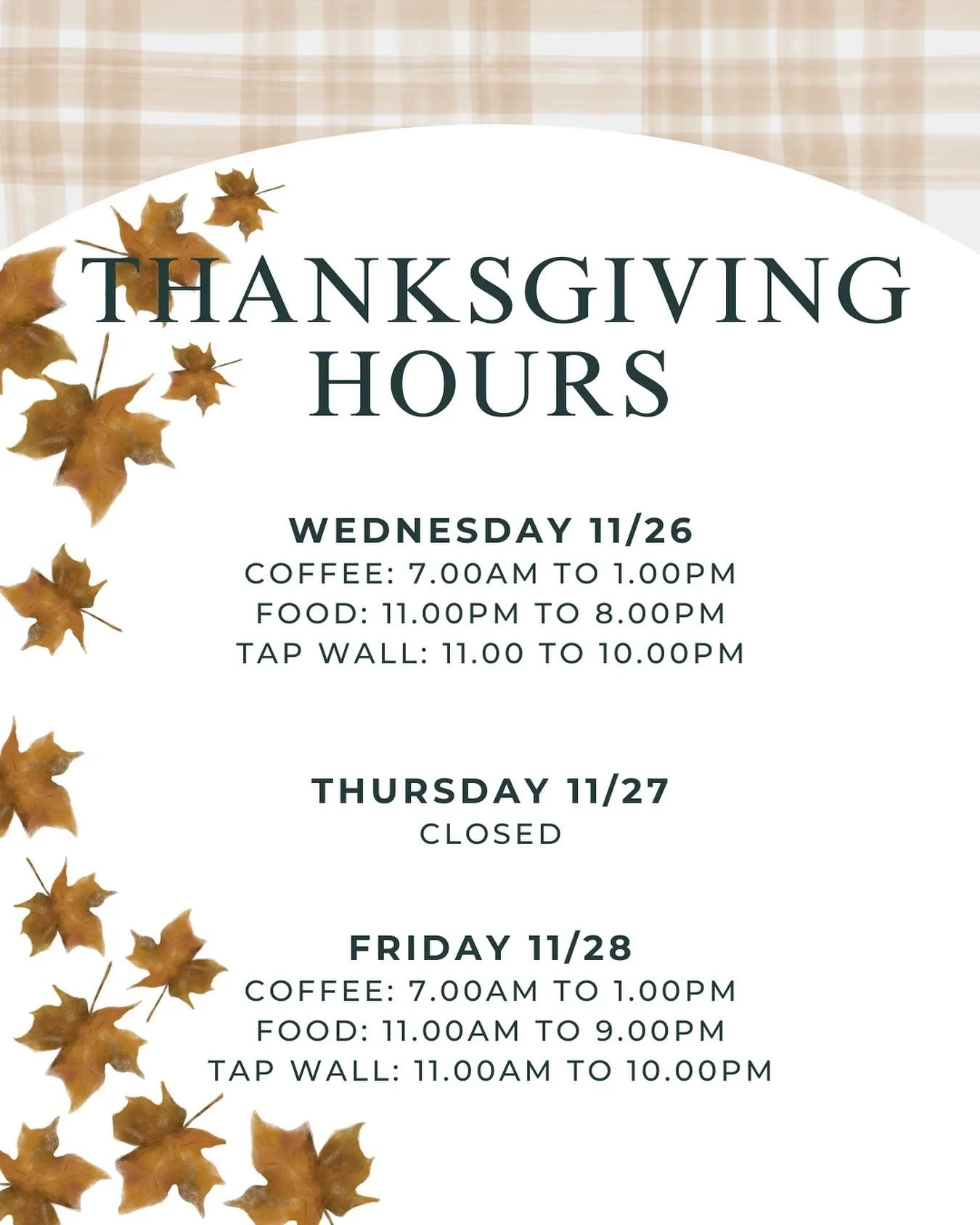 Friends in town? Family visiting? Bring them to The House! 🤎
We&rsquo;ll be open Wednesday &amp; Friday so you can kick off + wrap up the holiday weekend with good food, good drinks &amp; good company.

Happy Thanksgiving, St. Joe! 🍁🦃