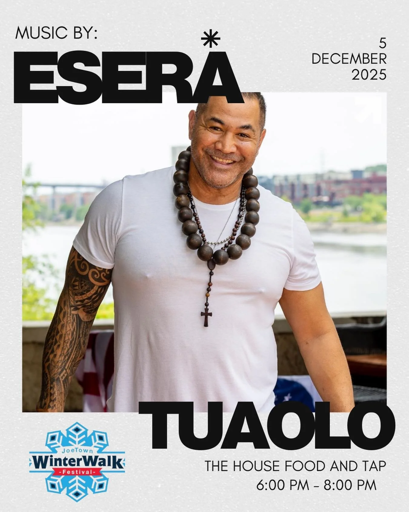 We&rsquo;re kicking off JoeTown WinterWalk with something special&hellip; 🌟

Join us Dec. 5th, 6&ndash;8 PM as the incredible Esera Tuaolo brings live music, good energy, and good vibes to The House!
Come early, stay late, and celebrate community wi