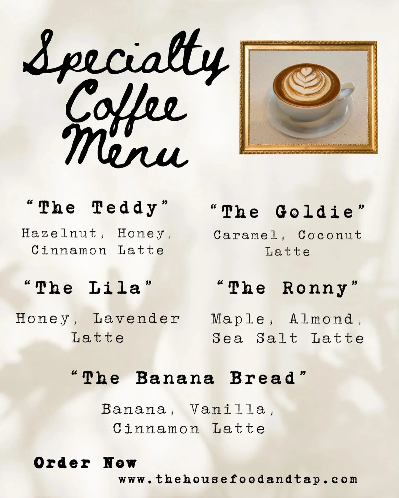 Our specialty latte lineup, made cozy on purpose 🤍

From honey + lavender to banana bread vibes, and The Ronny, sweetened with real maple syrup from Avon Hills Folk School!

Thoughtful ingredients, local love, and drinks that feel like a hug.

Order