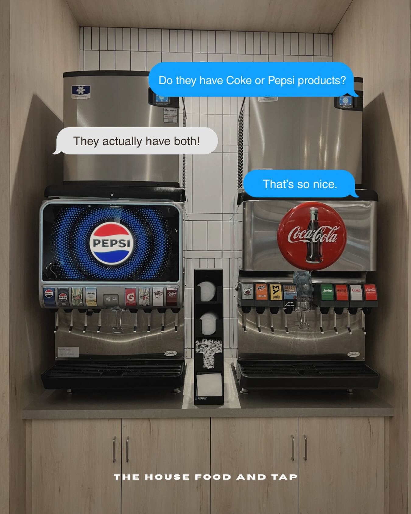 Coke people 🤝 Pepsi people &hellip; we don&rsquo;t pick sides here.

At The House, you get BOTH. 🙌 Whether you&rsquo;re loyal to that classic Coca-Cola crispness or ride-or-die for Pepsi, we&rsquo;ve got your cup covered.

No debates. No compromise