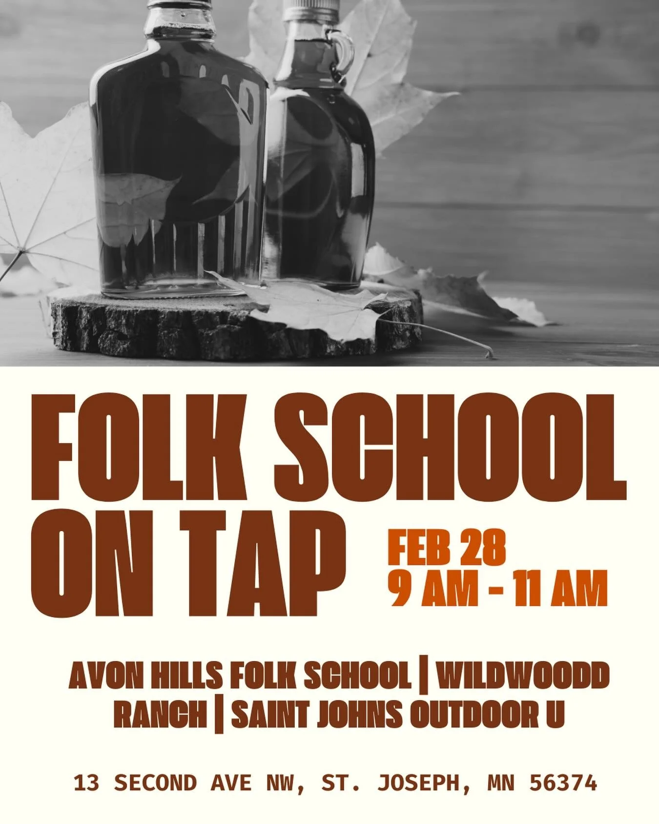 Maple season is almost here 🍁✨

Join us at The House Food &amp; Tap on Feb 28 | 9&ndash;11AM for a Folk School on Tap collab with Avon Hills Folk School, Wildwood Ranch Maple Syrup, and Saint John&rsquo;s Outdoor University!

🍁 Learn how maple syru