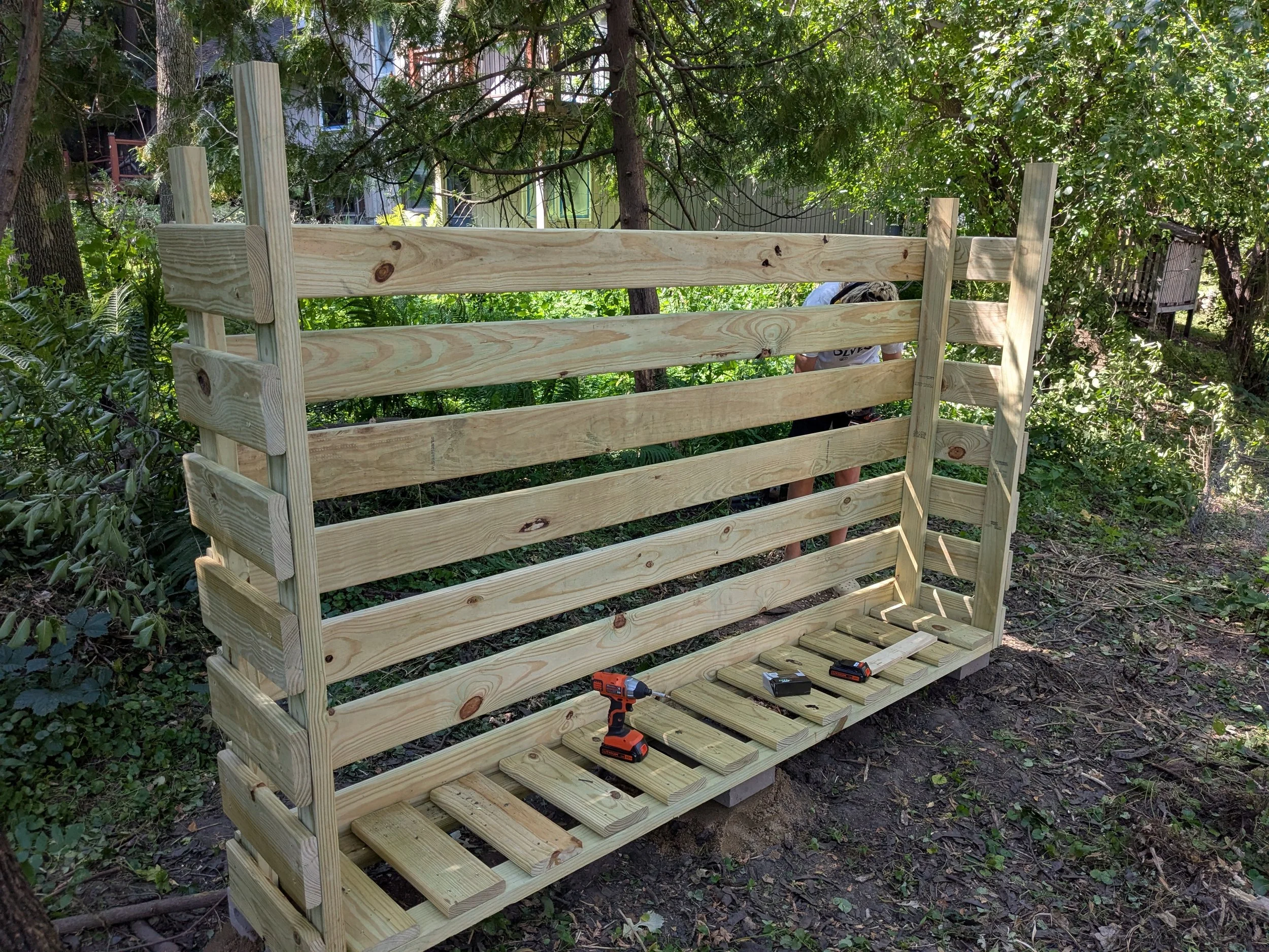 both sides up with back slats in, shed suddenly reads as a shed