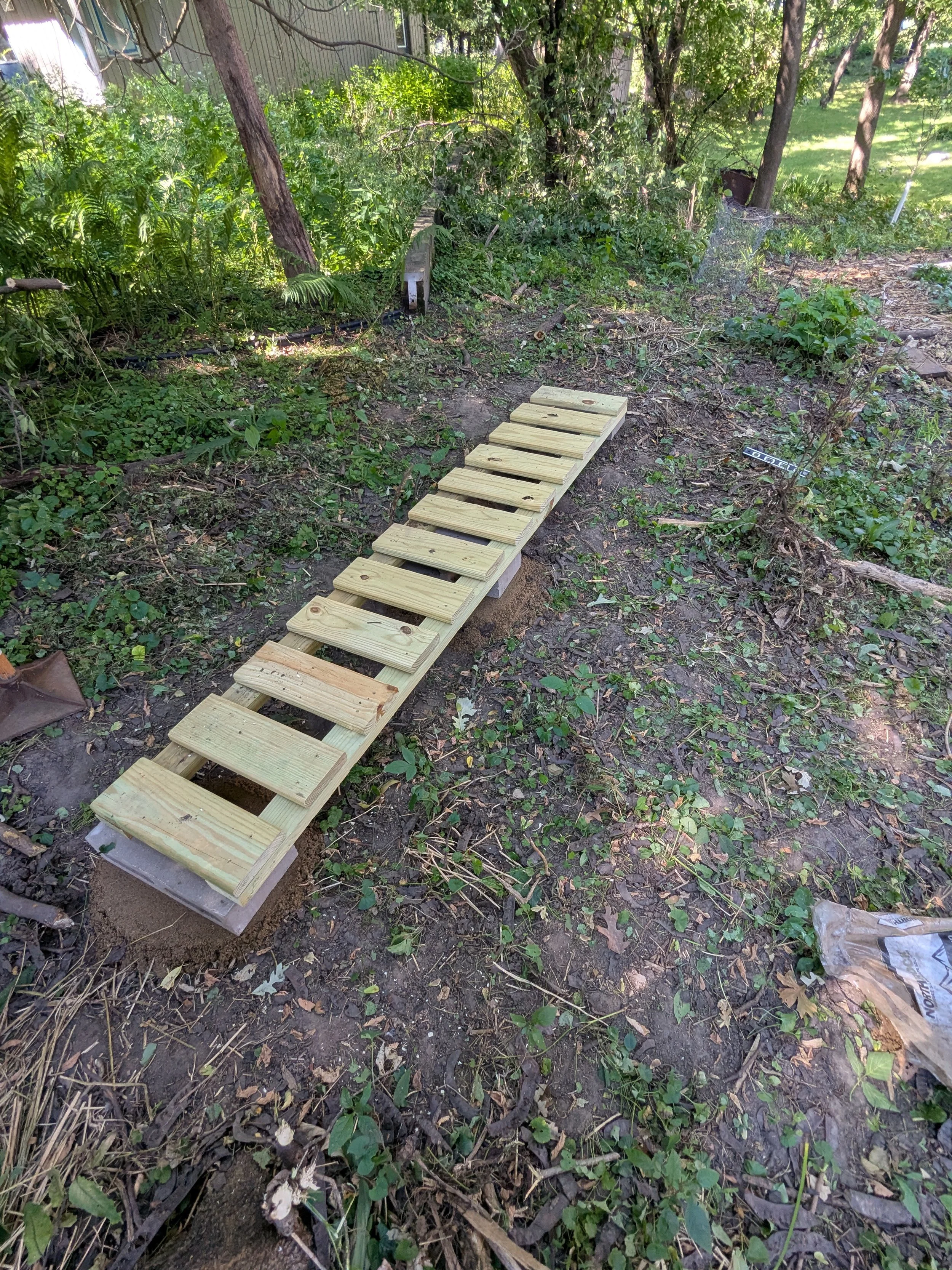 floor frame set on the blocks, site cleared