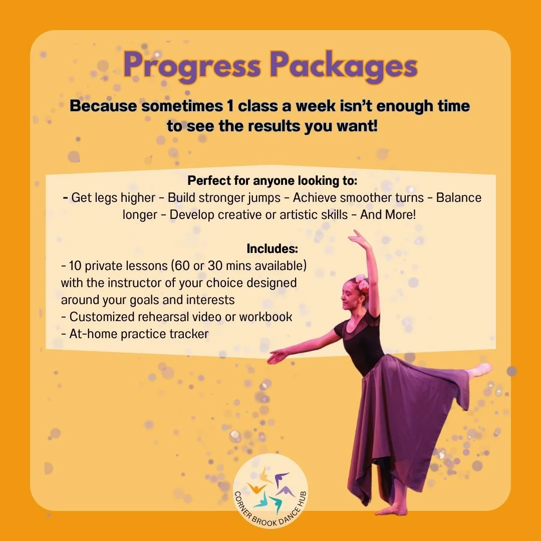 The Progress Package is designed for current dance students who are looking for focused one-on-one instruction to take their dancing to the next level. The package includes 10 private lessons (available as 30 or 60 minutes sessions) that are customiz