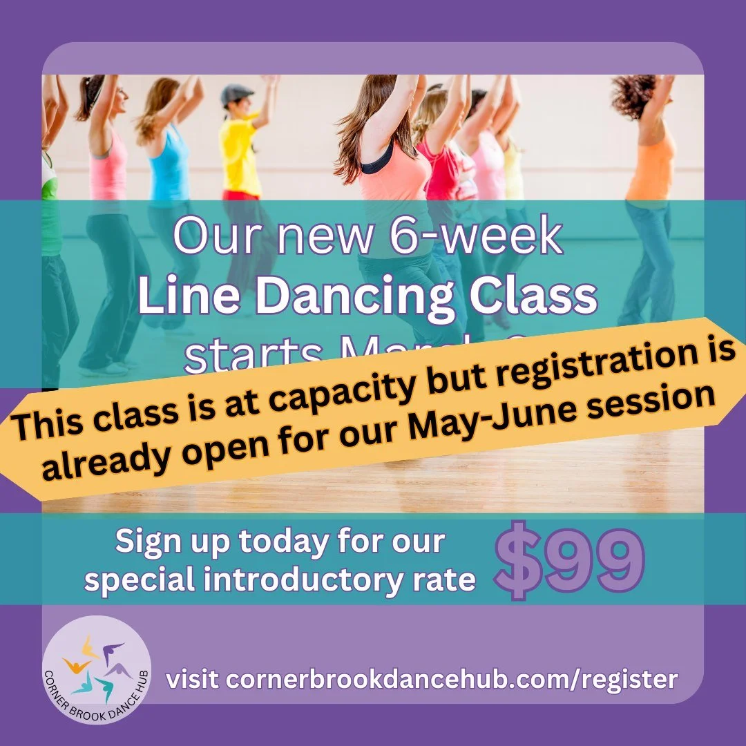 Our line dancing class filled up fast! Luckily we have another just behind it so if you missed getting into the sessions that starts March 24th, don't worry. 
Registration is already open for our 6-week session starting May 5th (which, believe it or 