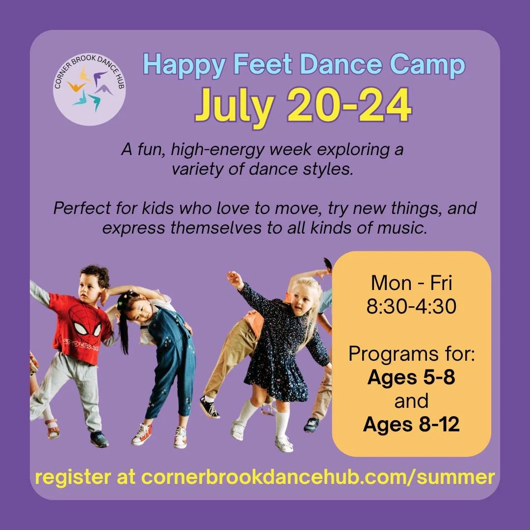 Our second week of camp is Happy Feet Dance Camp July 20-24 (8:30-4:30). This high-energy week is perfect for kids who love to move, try new things, and express themselves to all kinds of music.

No dance experience necessary!

Register today to secu