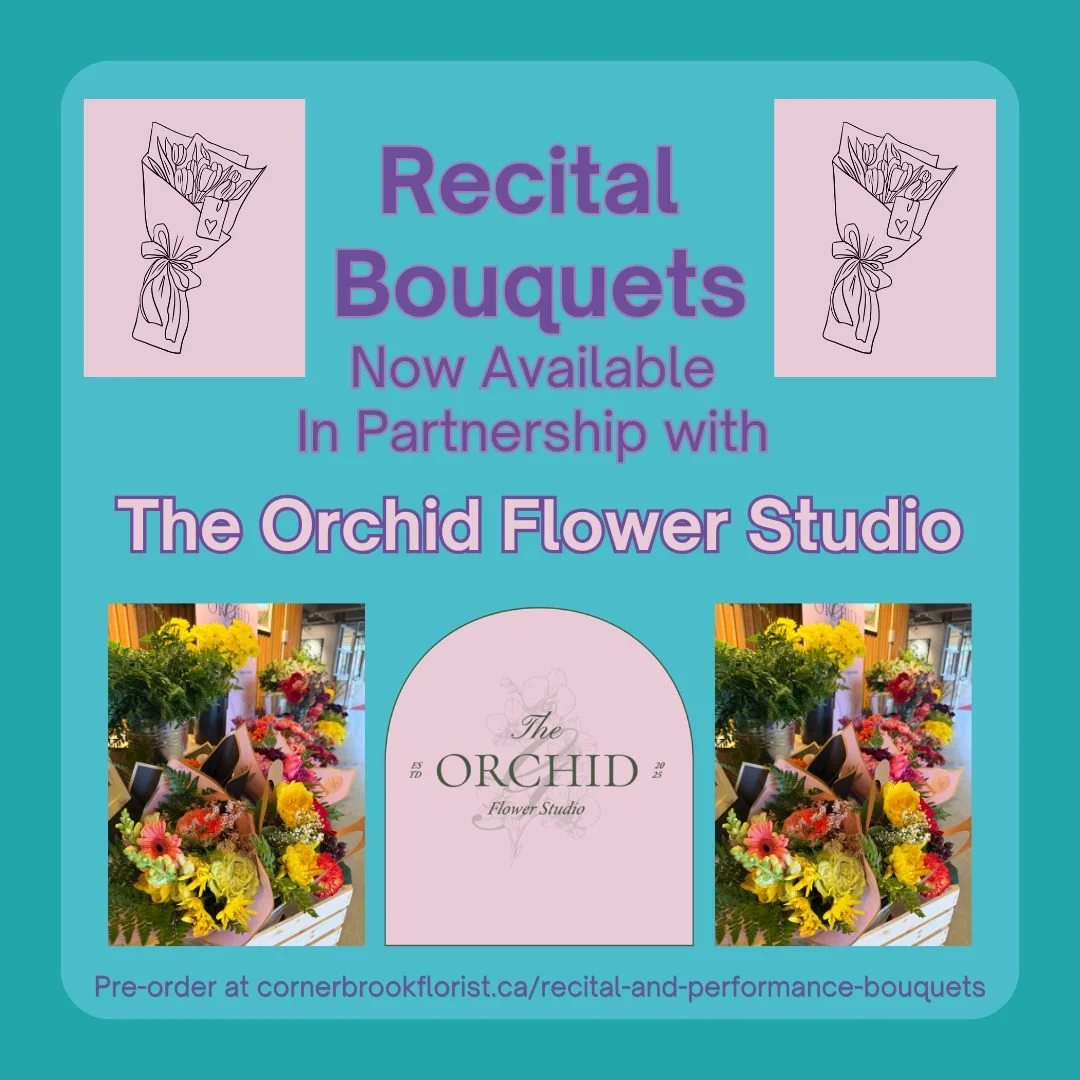 We are very excited to partner with The Orchid Flower Studio for Recital Bouquets this year!💐
Gloria a talented florist and a proud dance mom so this partnership just made sense.

You can pre-order from a range of recital bouquets here: https://www.