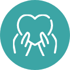 Icon of two hands holding a heart