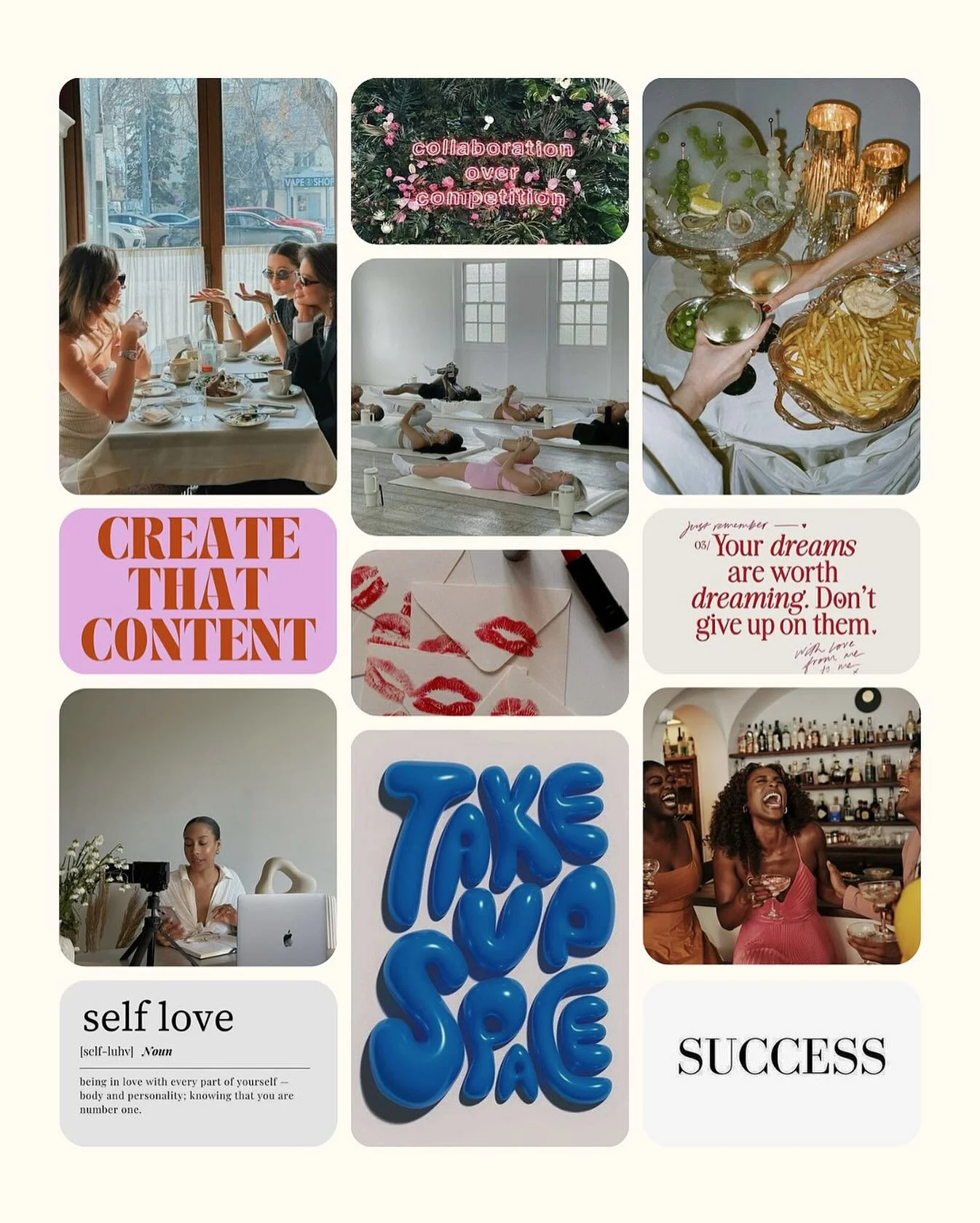 February mood 💘💋🍵🤳 ^

one of the ways we keep track of our monthly goals is to make a monthly mood board that aligns with them. What are some of your goals for the month of February?