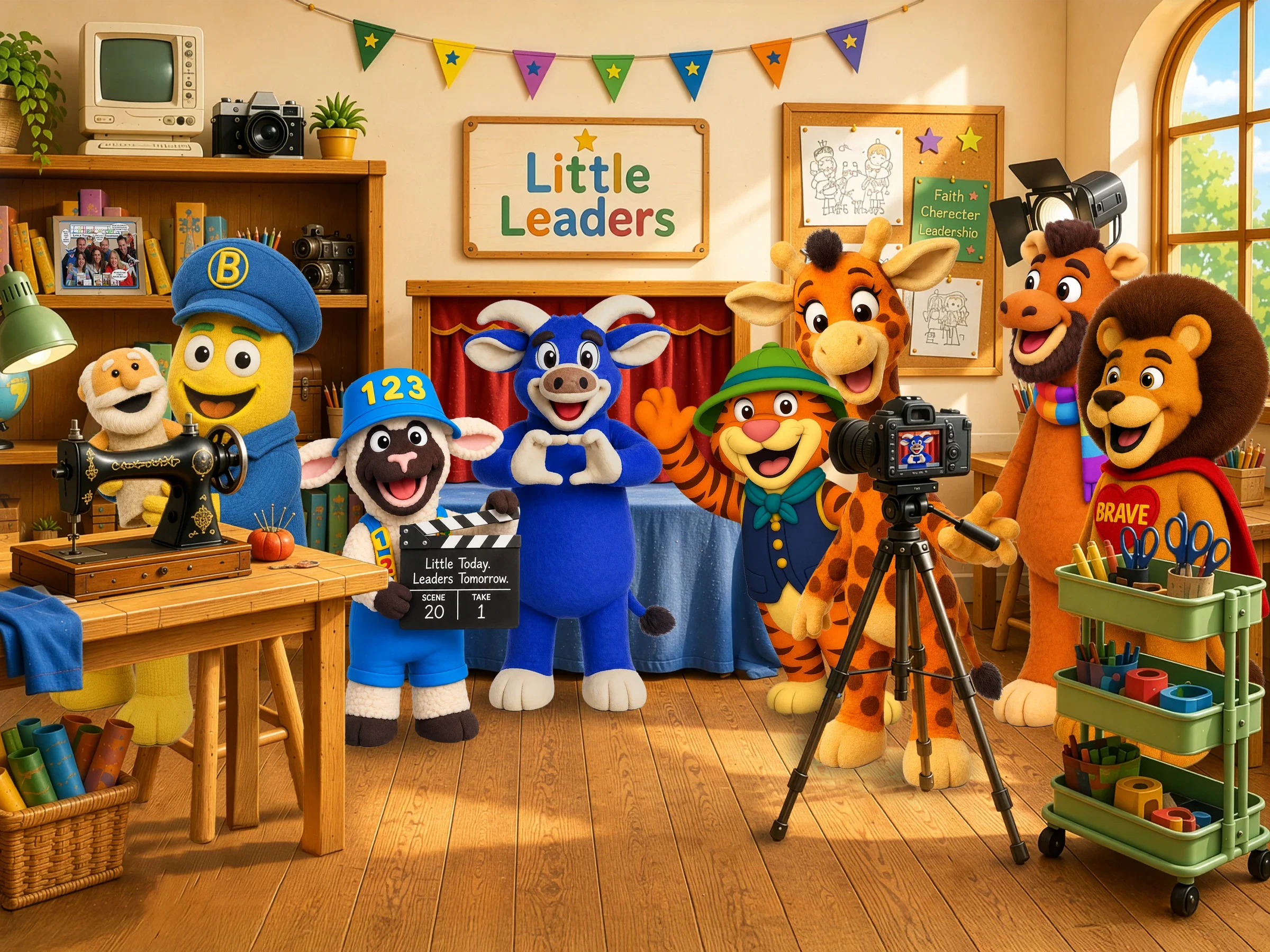 The Little Leaders characters creating stories together in the original Little Leaders workshop