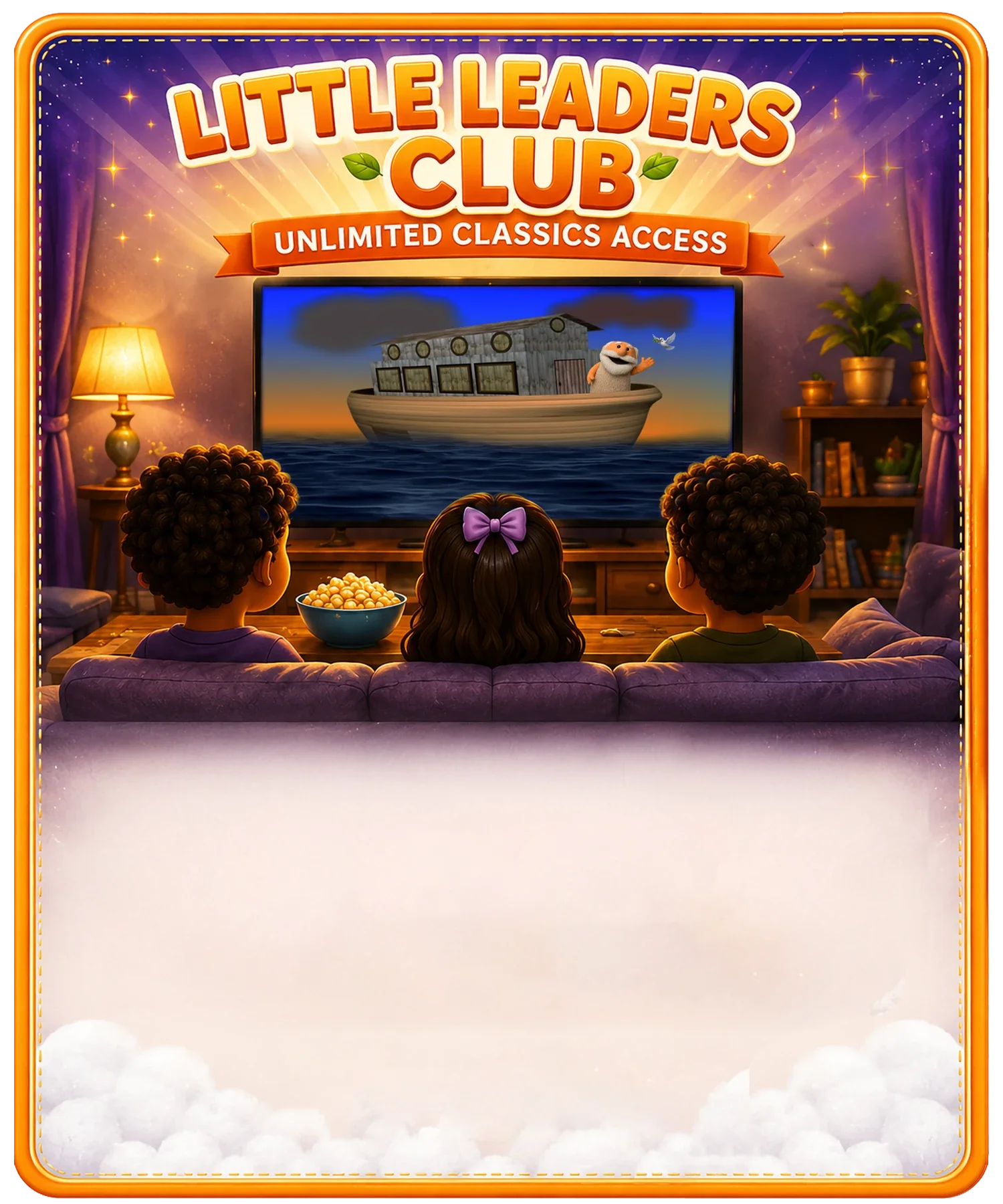 A family watching the Little Leaders Classics together
