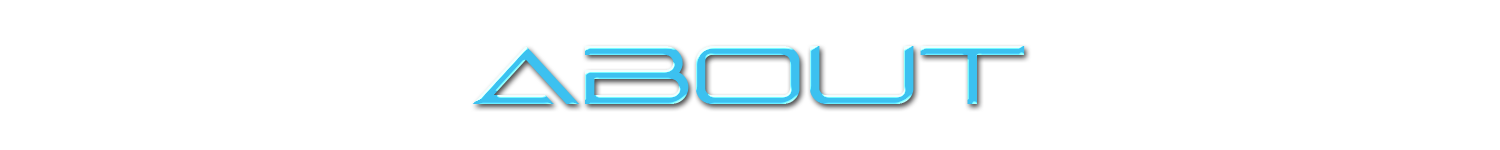 Neon-style text that says 'ABOUT' on a black background.