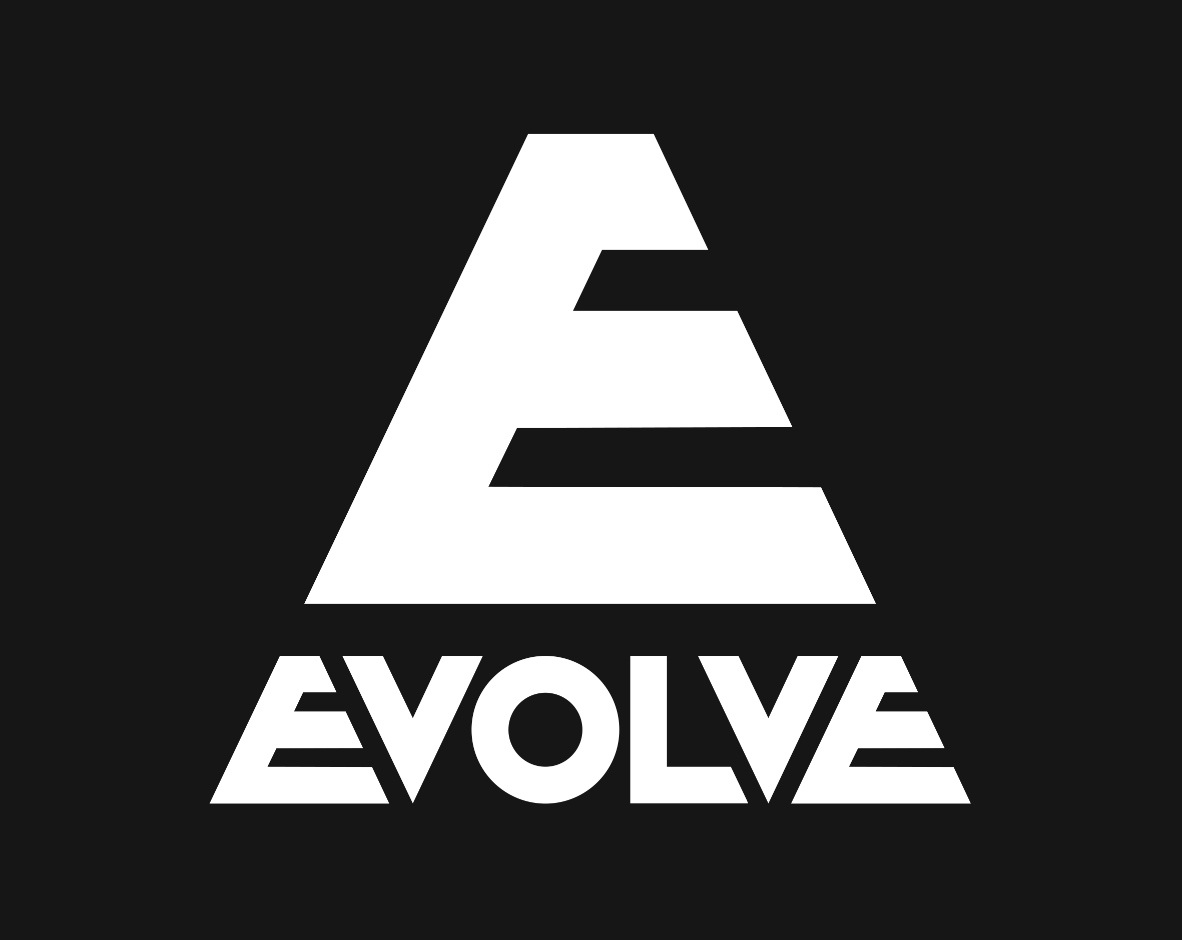 Black background with a large stylized white letter 'A' and the word 'EVOLVE' underneath in bold white letters.