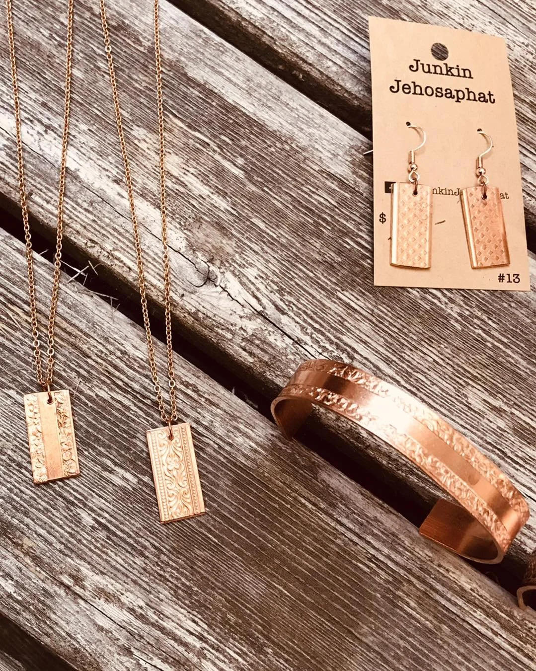 Stamped Copper Pendant