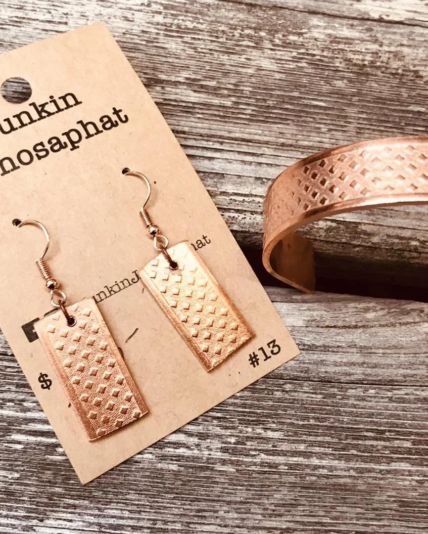 Stamped Copper Earrings