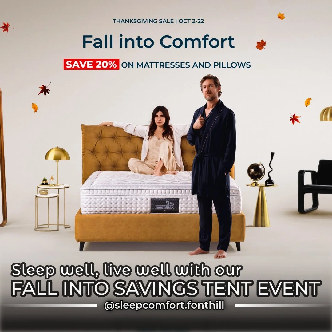 Magniflex is one of our favourite brands - eco-friendly and sustainably made! Check it out at our ☀️Fall into Savings Tent Event🍁 

Sleep well tonight, live well tomorrow - shop Sleep Comfort today and experience our best clearance sale of the seaso