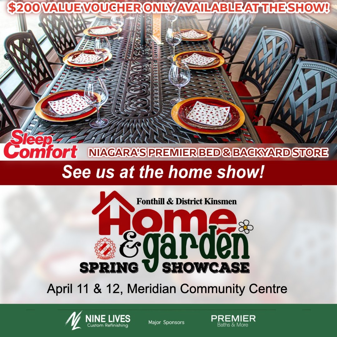 🏡 HOME SHOW SPECIAL: Come visit us at the Fonthill Kinsmen Home Show April 11th -12th at the Meridian Centre in Fonthill for your $200 Value Voucher! Admission is free! 

We look forward to seeing you there! 

Sleep well tonight, live well tomorrow 