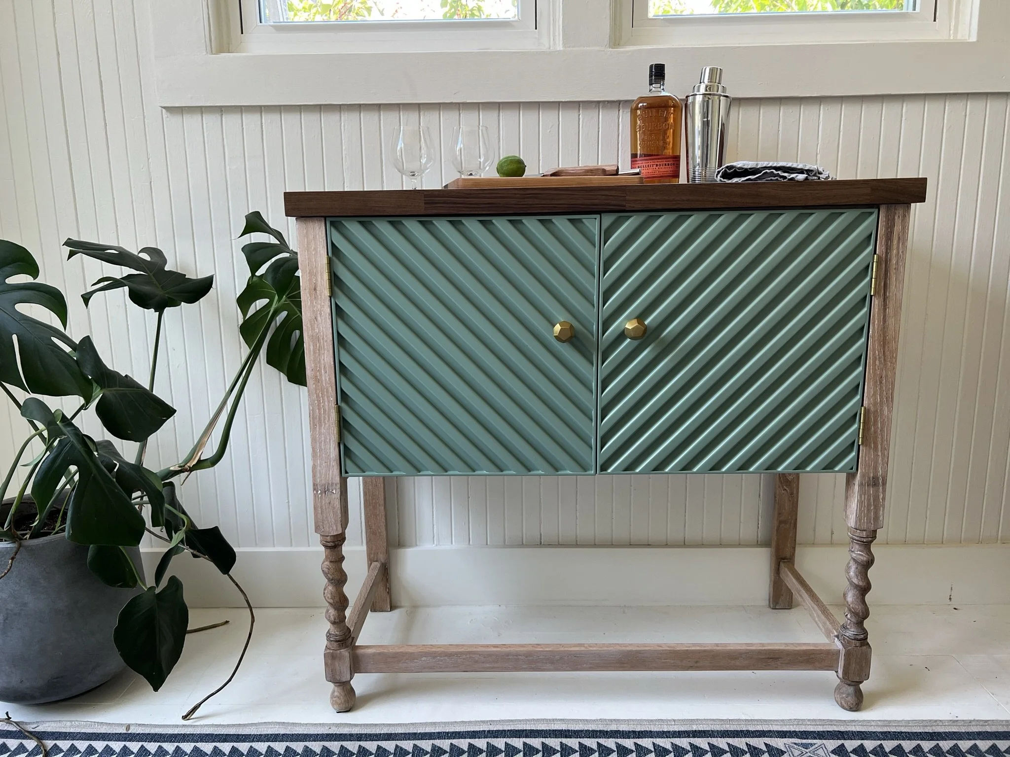 Custom sideboard cabinet with reclaimed materials