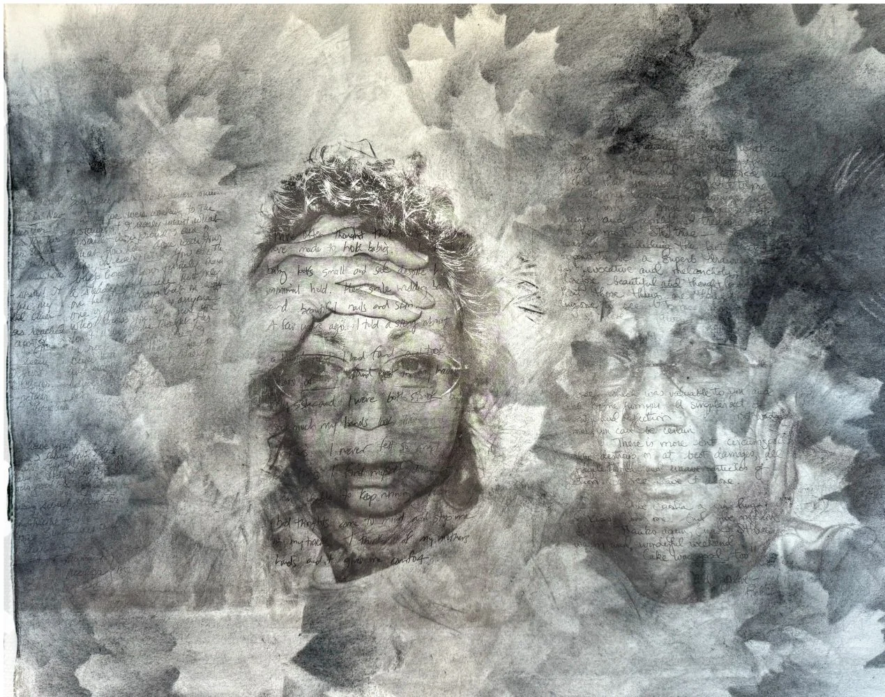 Dark Thoughts are Surfacing, Photopolymer Lithograph with text, ink and graphite, 22 x 26 inches, $900.