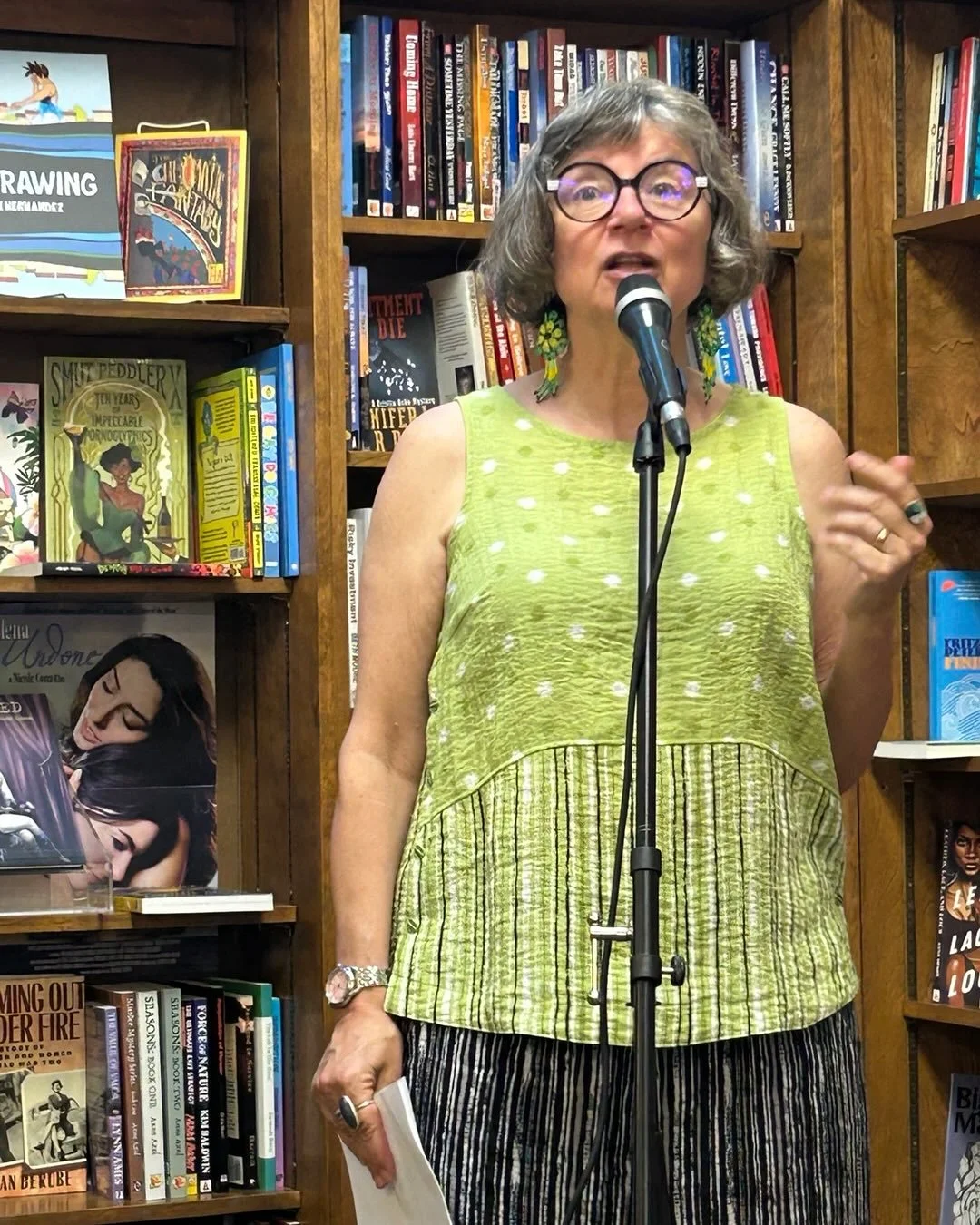 Peak Austin evening at Book Woman&rsquo;s monthly poetry reading, where I got to read alongside Julie Choffel. The open mic that night included Zell Miller and a new song from Suzanna Choffel! It was lit!