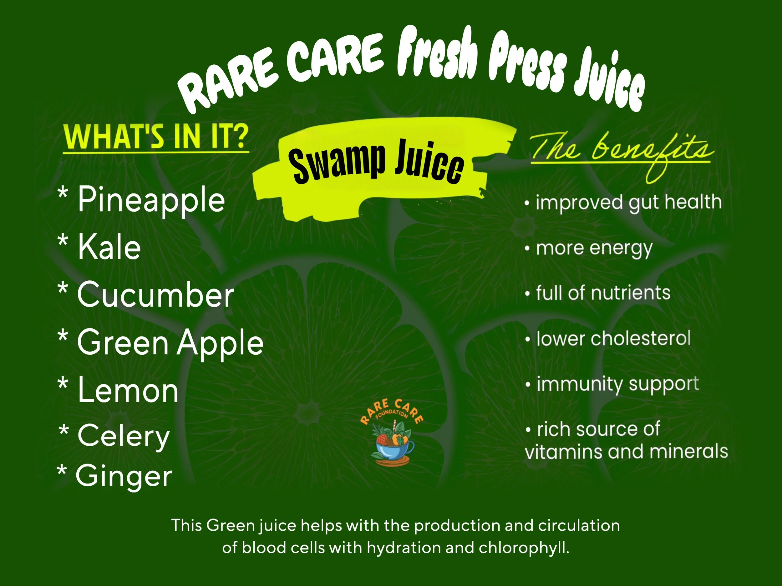 Fresh Cold Press Swamp Juice Help build the blood properties.
