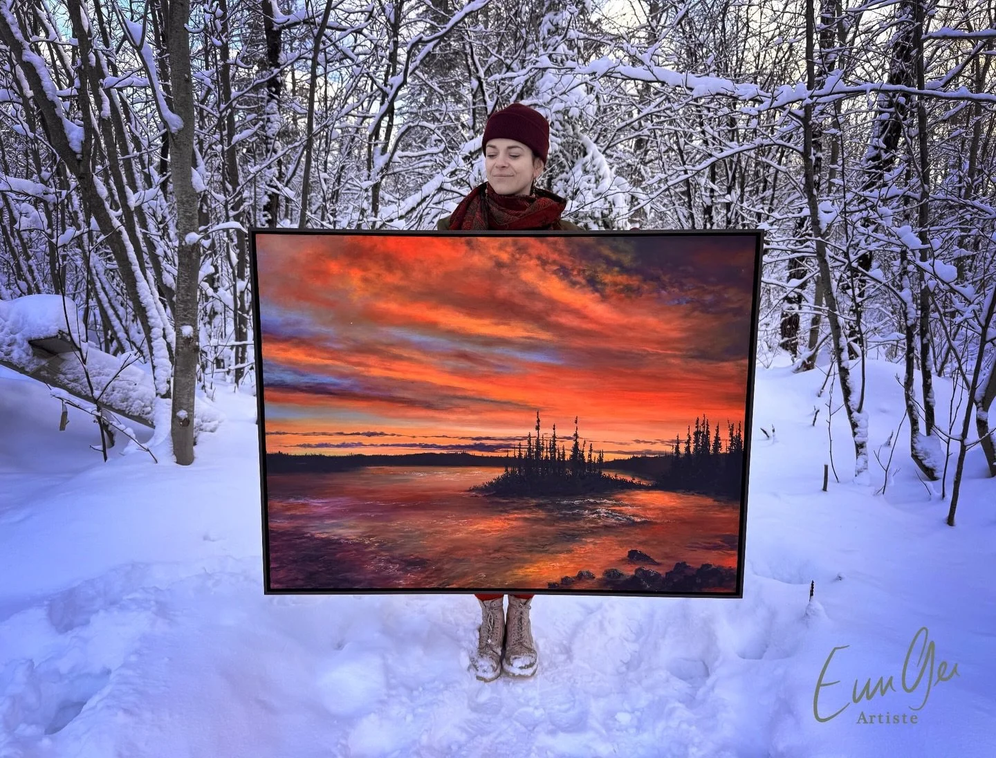 Une &oelig;uvre qui s&rsquo;est impos&eacute;e d&rsquo;elle-m&ecirc;me. Inspir&eacute;e d&rsquo;une photo prise par un ami cher &agrave; mon c&oelig;ur. Merci Fran&ccedil;ois pour cette aube dans le Nord, impr&eacute;gn&eacute;e des premiers rayons d