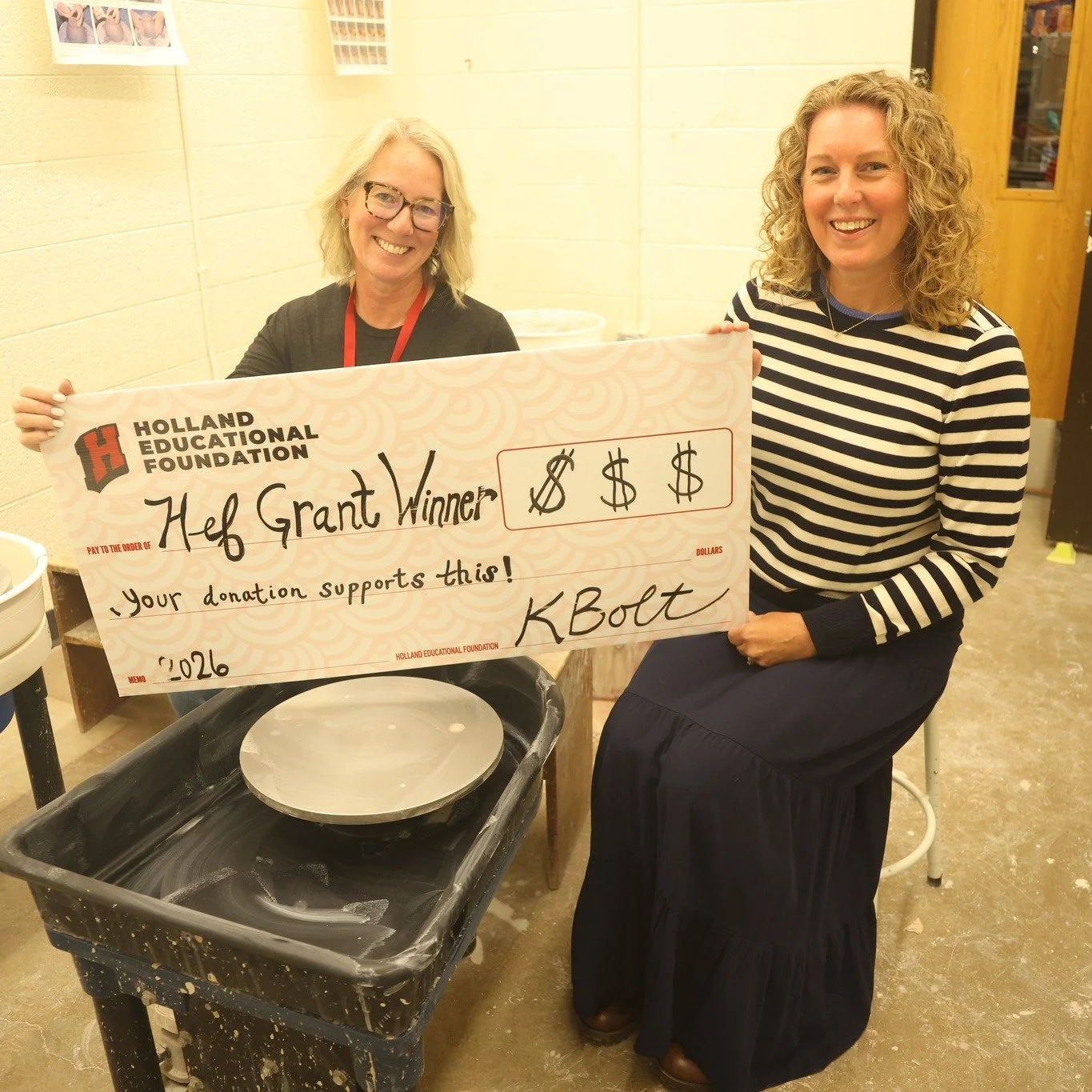 Holland High School's Rachel Sligh (9-12 Grades) received HEF funding for Updated Equipment for the New High School Potter&rsquo;s Room:

"Filling our newly designated room for potter's wheels with state of the art equipment is very beneficial t