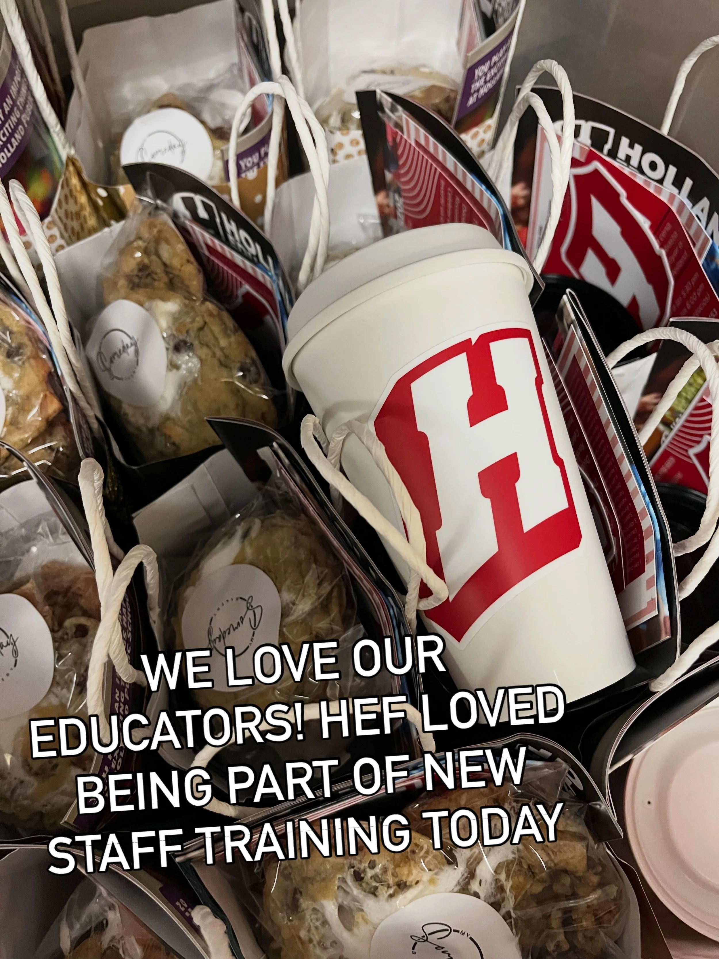 We love our educators! HEF provided breakfast &amp; swag bags today for new staff training, including cookies from our very own staff member @mysomedaybakery ❤️🤍. Breakfast and swag bags can&rsquo;t solve the world&rsquo;s problems, but we want our 