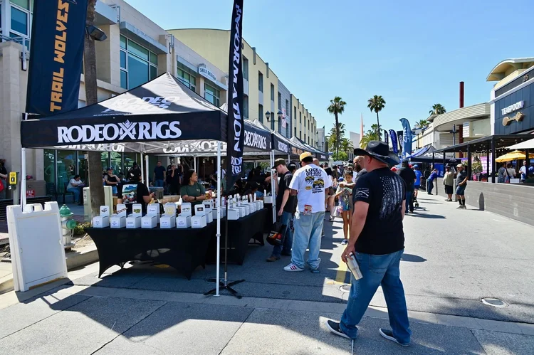 The Rodeo x Rigs booth on the street at Brea